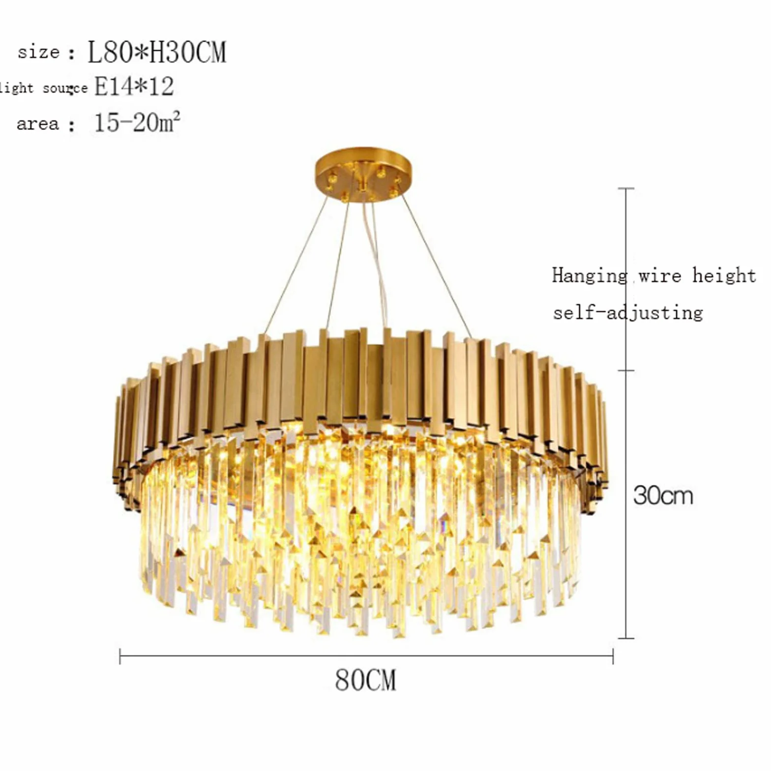 Lámpara De Techo De Cristal De Lujo De Golden Round Moderna Lámpara De Techo De Lámpara Led/lámpara De Techo De Lámpara De Acero Inoxidable Ilumi(Size:80cm,Color:Luz Tricolor Regulable)