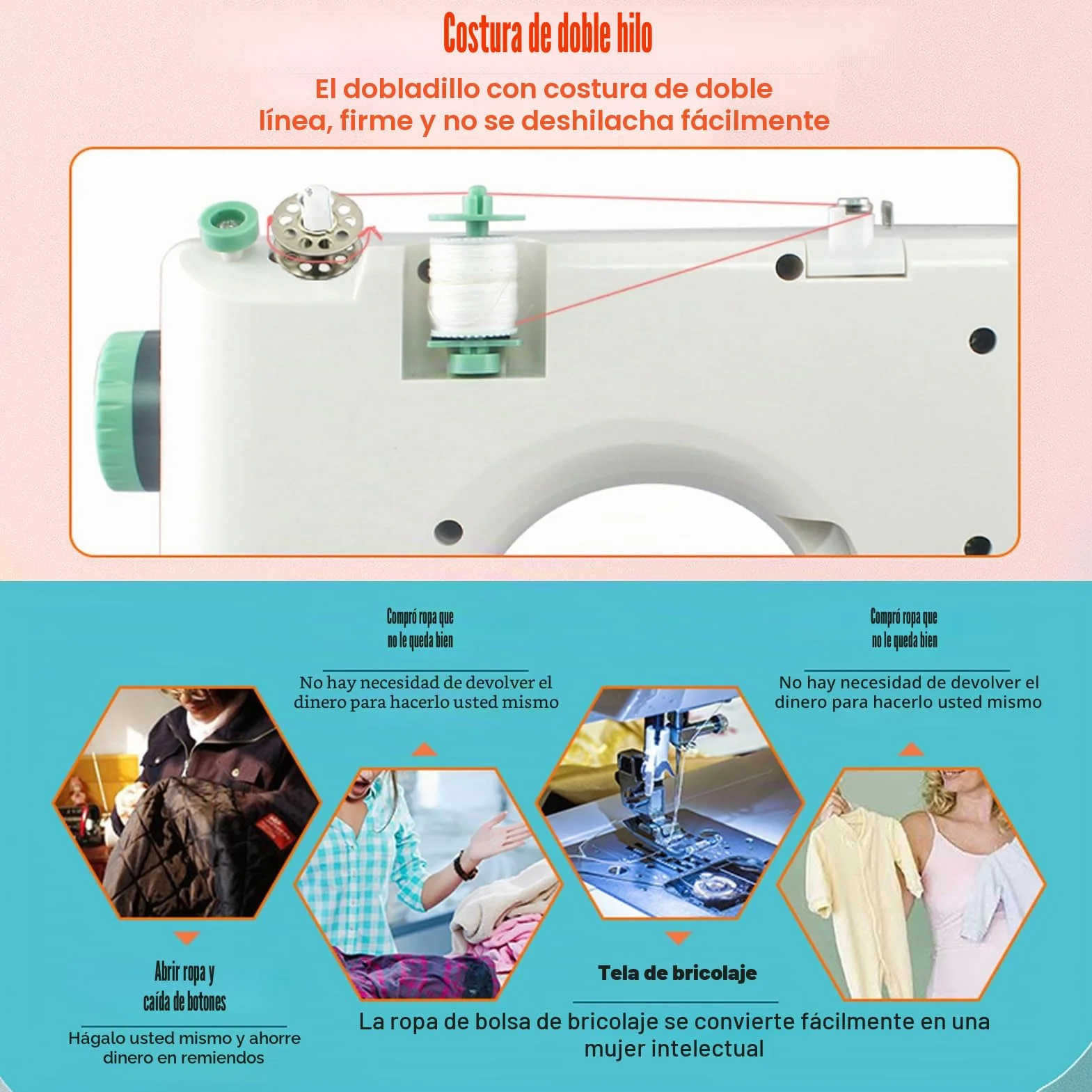 520 MáQuina De Coser PortáTil, MáQuina De Coser MultifuncióN Para Principiantes Y Profesionales, 12 Tipos De Puntadas Diferentes Con Pedal, Con Kit De Costura Para Principiantes & Hogar