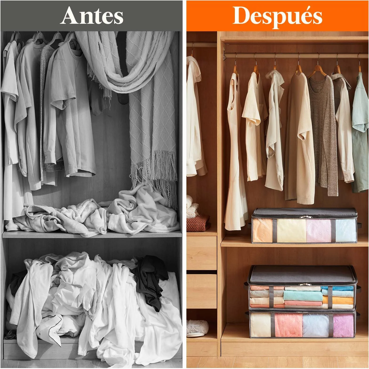 Lifewit Bolsas de Almacenaje Debajo de la Cama con Ventana, 40 L, 3 Piezas, Gris