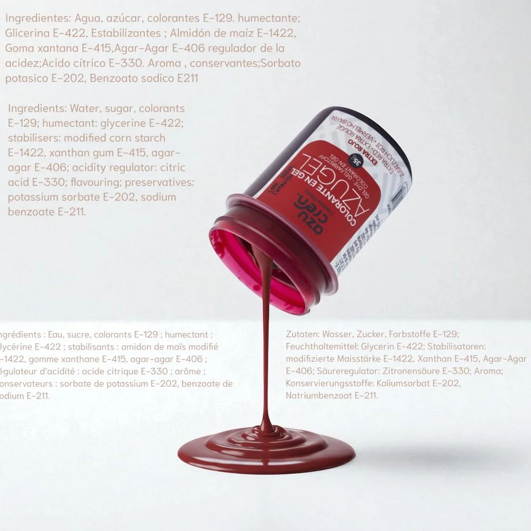 Azucren Colorante Rojo Alimentario en Gel para Red Velvet, 35 g (2 Ud)