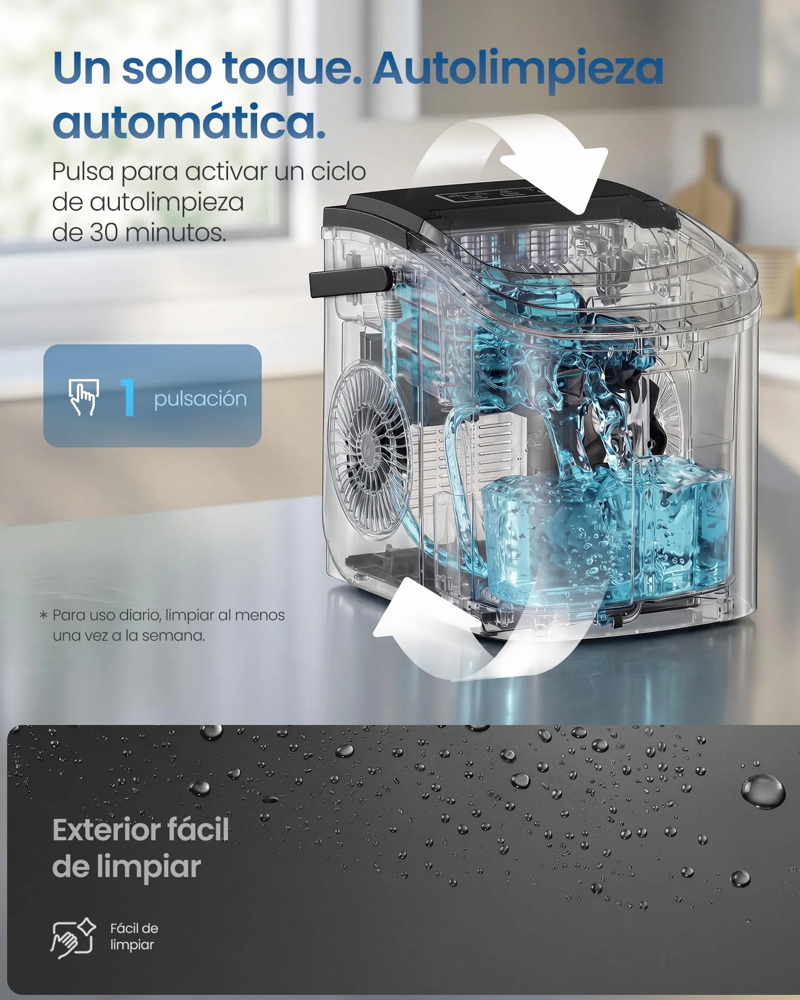 SONGMICS Máquina de Hielo, Máquina de Cubitos Autolimpiante, 9 Cubitos en 6 Minutos en 2 Tamaños, 12 kg en 24 Horas, Portátil, Casa, Cocina, Oficina, Fiestas Camping, Negro Tinta XZB001B1EU