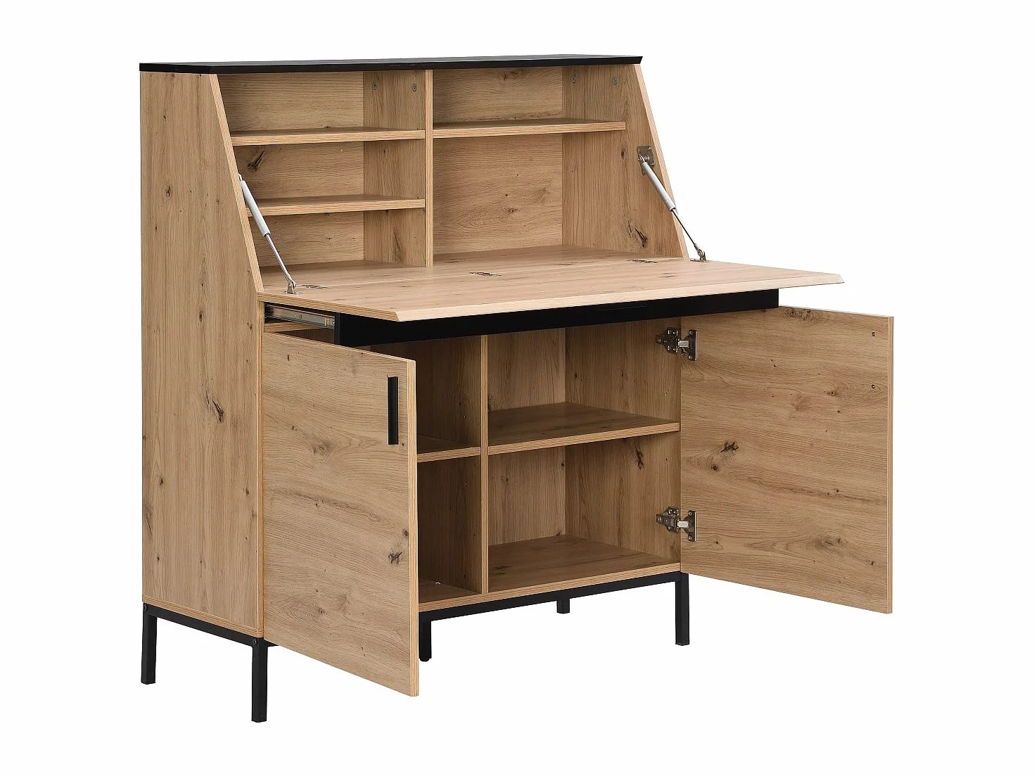 Vente-unique Secretario con 2 Puertas - MDF - Natural y Negro - MALEDA