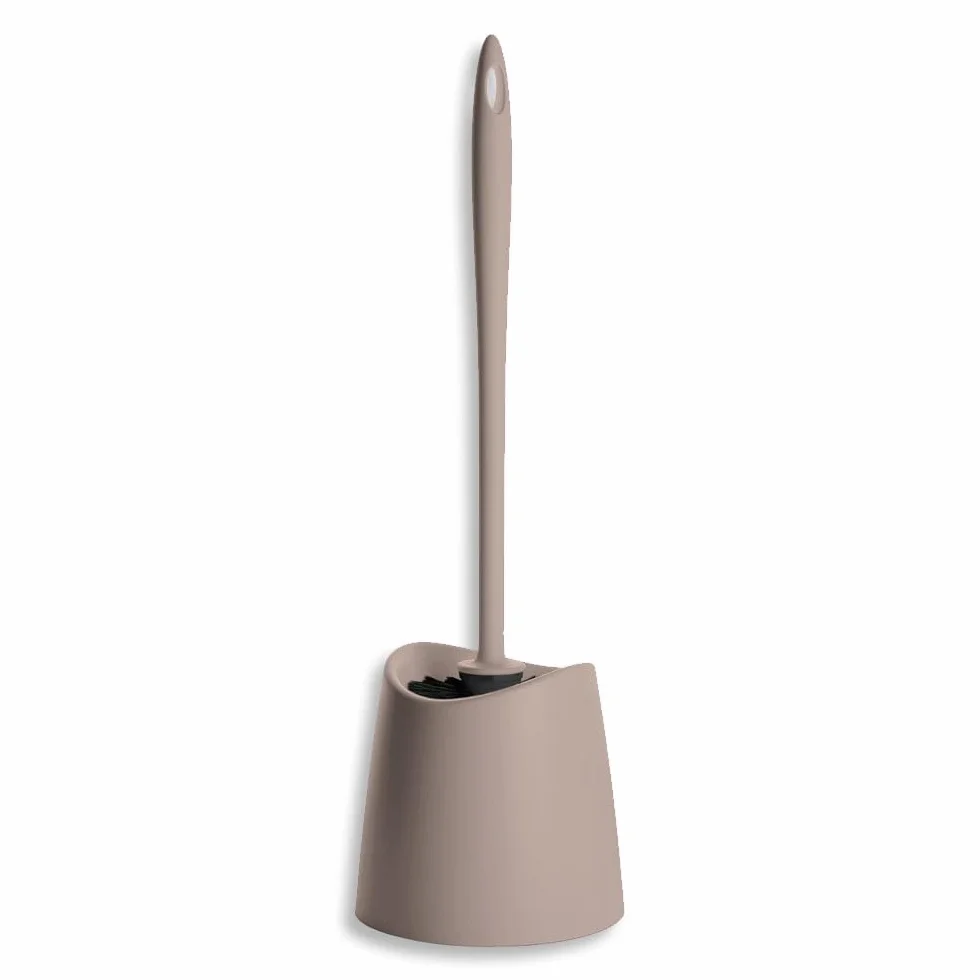 TATAY Escobilla WC | Materiales Resistentes | Diseño Moderno | Cepillo Fijo y Duradero para Buena Higiene Escobillas de Baño | Fabricada en España | 12 x 12 x 38 cm - Taupe
