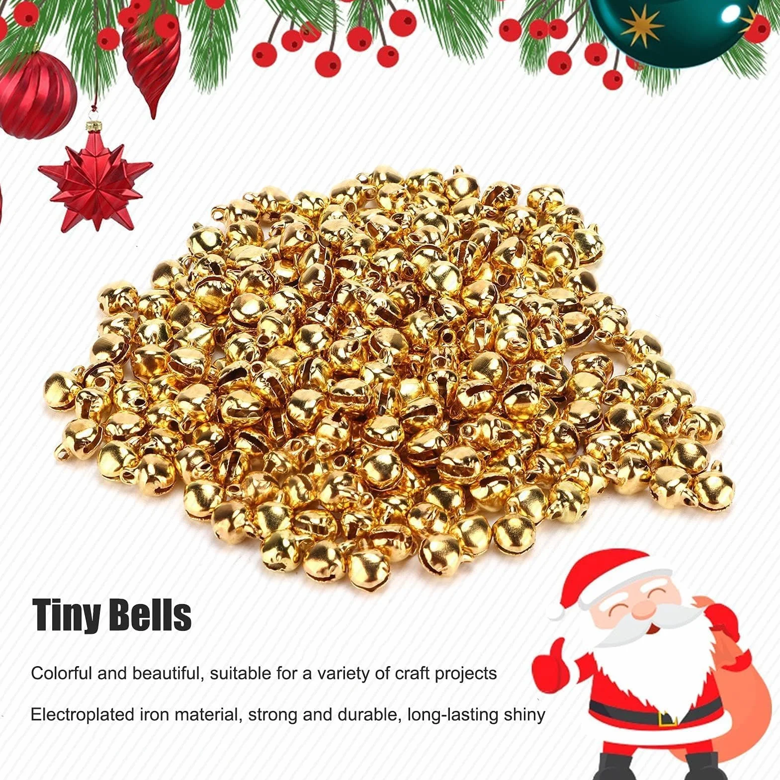 Cascabeles Pequeños 6mm Dorados 300 Piezas para Manualidades Navidad