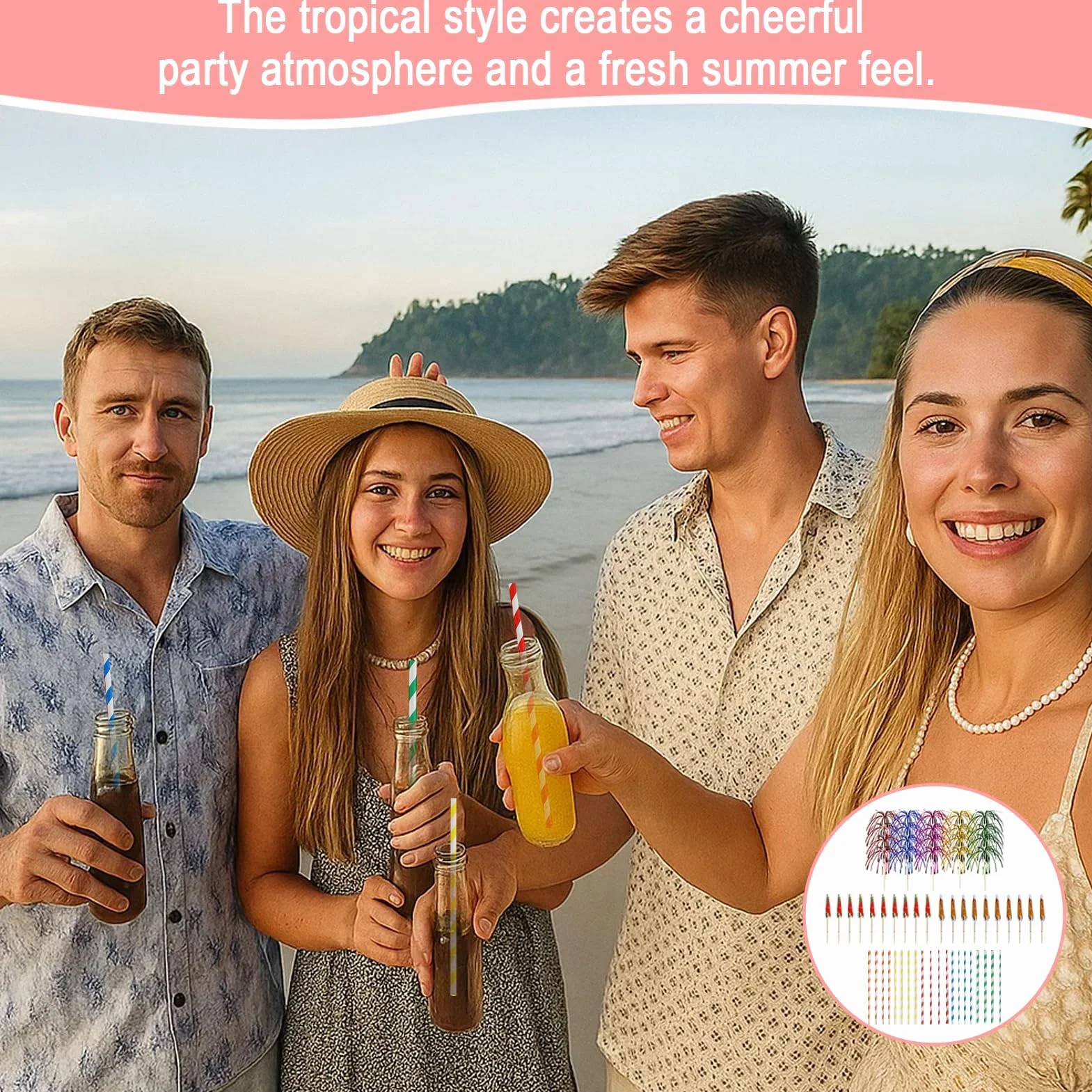 60 Piezas Sombrillas de Cócteles,Decoración de Cócteles,Cupcake Toppers,Pajitas para Bebida Cocteles,Decoracion Fiesta Hawaiana para Verano,Fiestas,Playa,Bodas,Bares,Bebidas