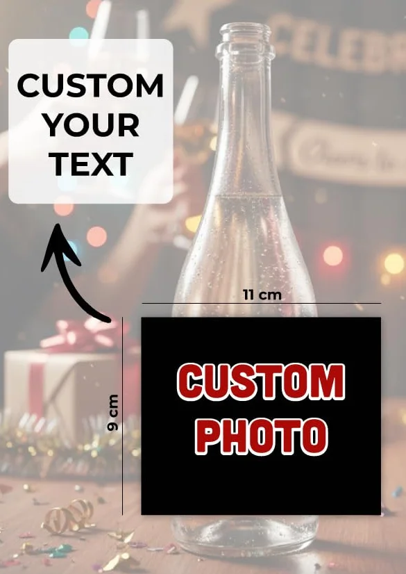 ETIKIDS Etiquetas Personalizadas para Botellas de Cava, Pegatinas para Vino y Champagne