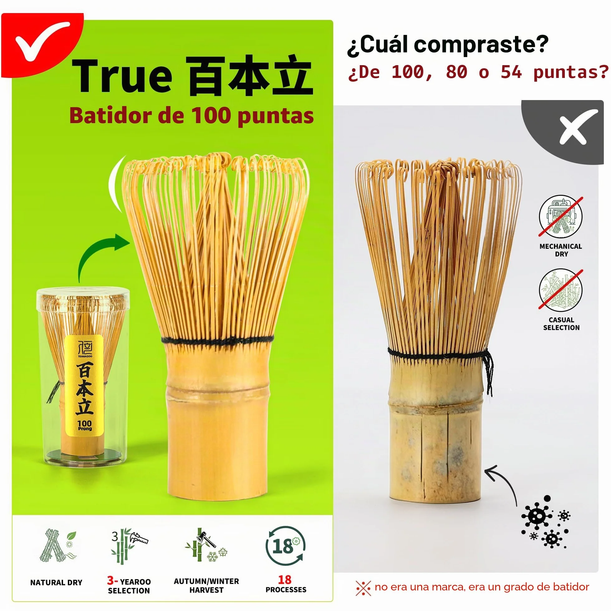 Juego de batidor de matcha TEANAGOO de 7 piezas con tazón, batidor de bambú (chasen), cuchara (chashaku)