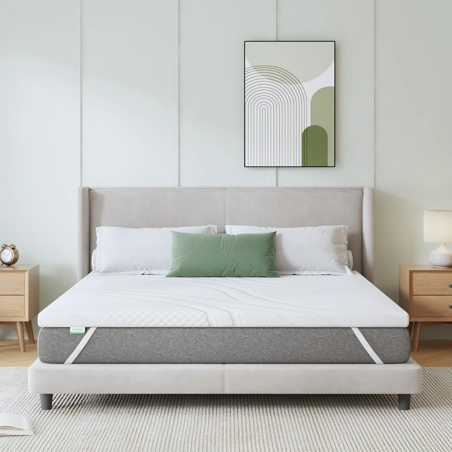 Novilla Topper Viscoelástico 150x190 7,5 cm Sobrecolchón Espuma Memoria Gel Cubrecolchón Funda Transpirable Lavable Blanco