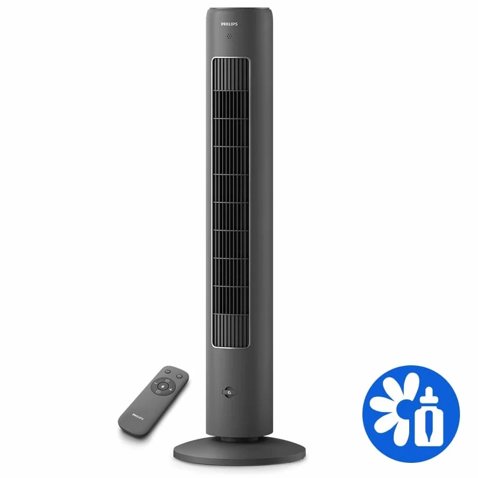 Philips Ventilador de torre Serie 5000 105cm Oscilación Mando a distancia Temporizador 3 modos 40W Negro CX5535/11