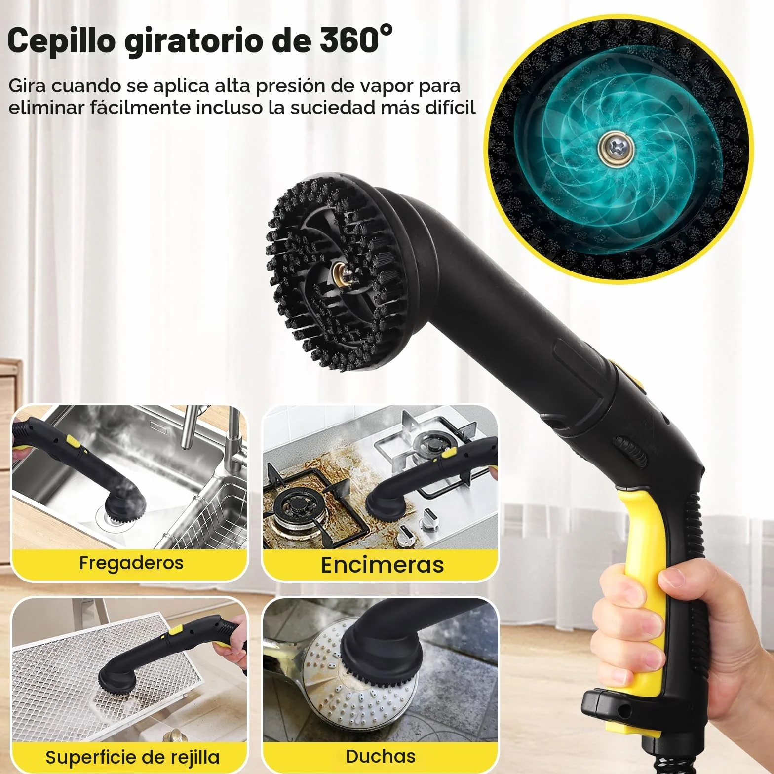 TVD Limpiador de vapor, limpiador de tejidos, con un cable de alimentación extralargo de 5 metros. Adecuado para hornos, alfombras, sofás, baños, superficies de tela y mucho más.