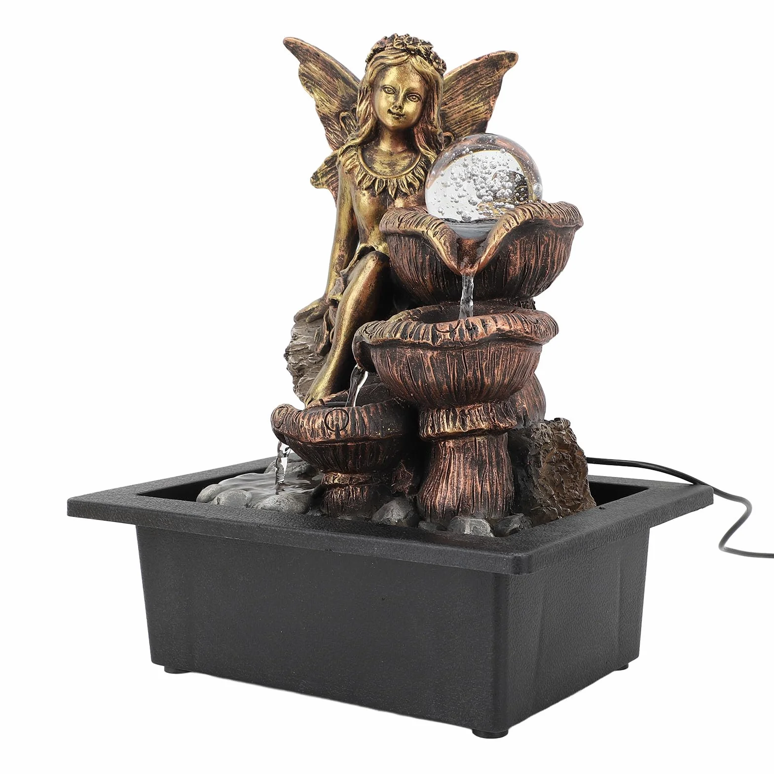 Fuente de Mesa, Fuentes de Agua Fuente Interior USB Bomba Silenciosa Aumentar la Humedad Decorativa con Luz LED Fuente de Escritorio de Meditación Zen Interior para Oficina en Casa