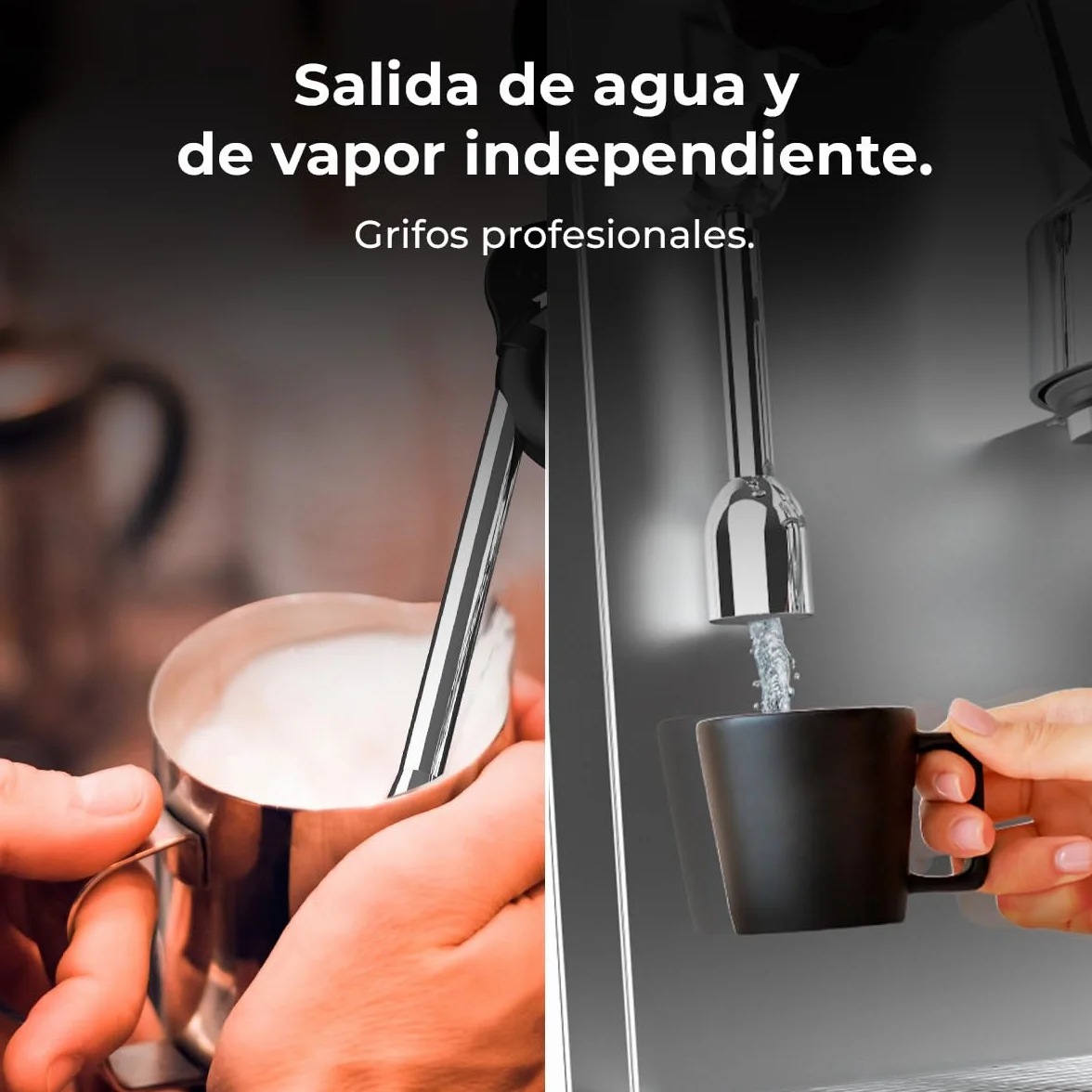 Cecotec Cafetera Express Barista Baristeo Classic. 2700W, Bomba 15 Bares, Control Pid, Doble Calentamiento, depósito 2.5L, Vaporizador, Grifos Profesionales, Extracción Crema, Diseño Profesional