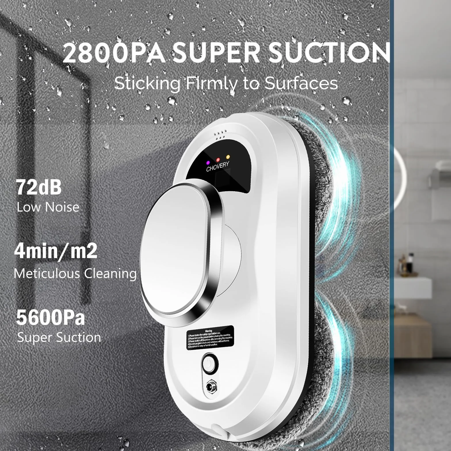 CHOVERY Limpiacristales Control Remoto Robot 5600pa Super Succión Electrico Navegación Inteligente Maquina para Todas Las Superficies Lisas