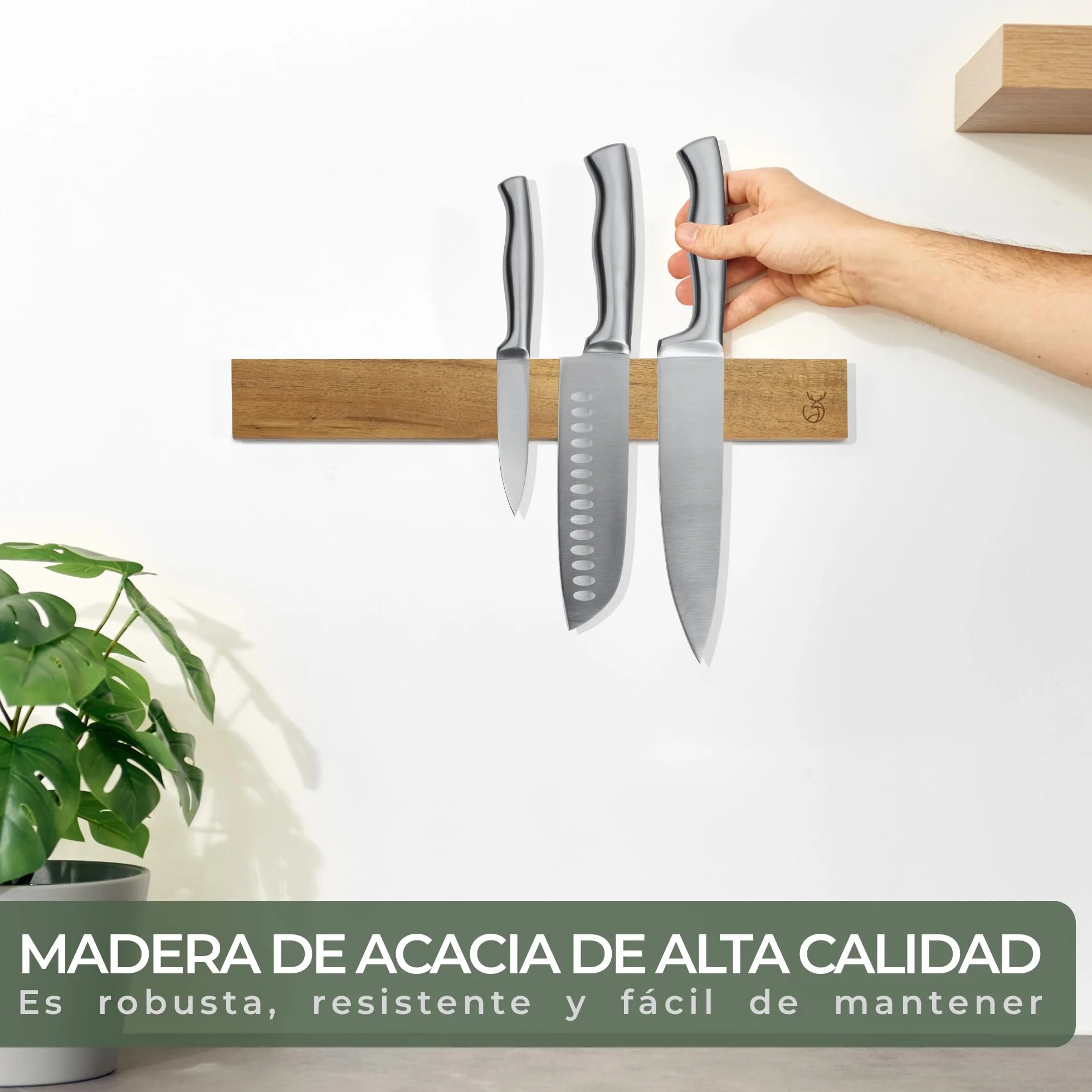 WALDWERK Barra magnética para cuchillos de cocina de madera de acacia 40x5 cm