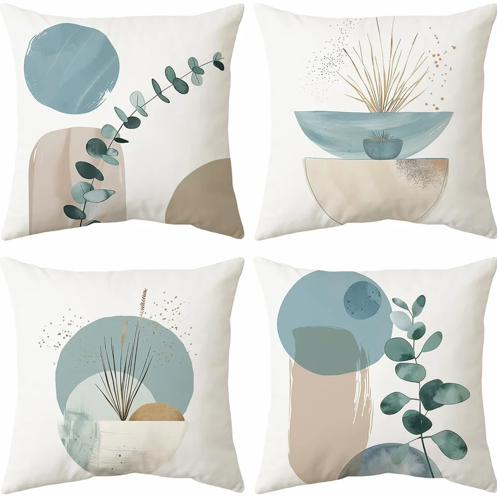 Fundas de Cojín 45x45 cm, Juego de 4, Terciopelo, Cremallera Oculta