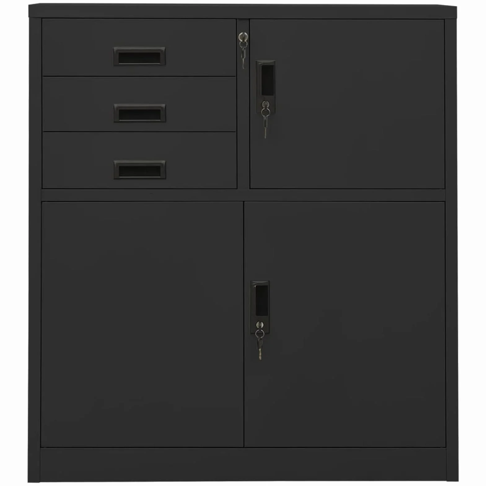 Homgoday Archivador de acero antracita 90 x 40 x 102 cm con taquilla y 3 cajones – Oficina orden Model336408