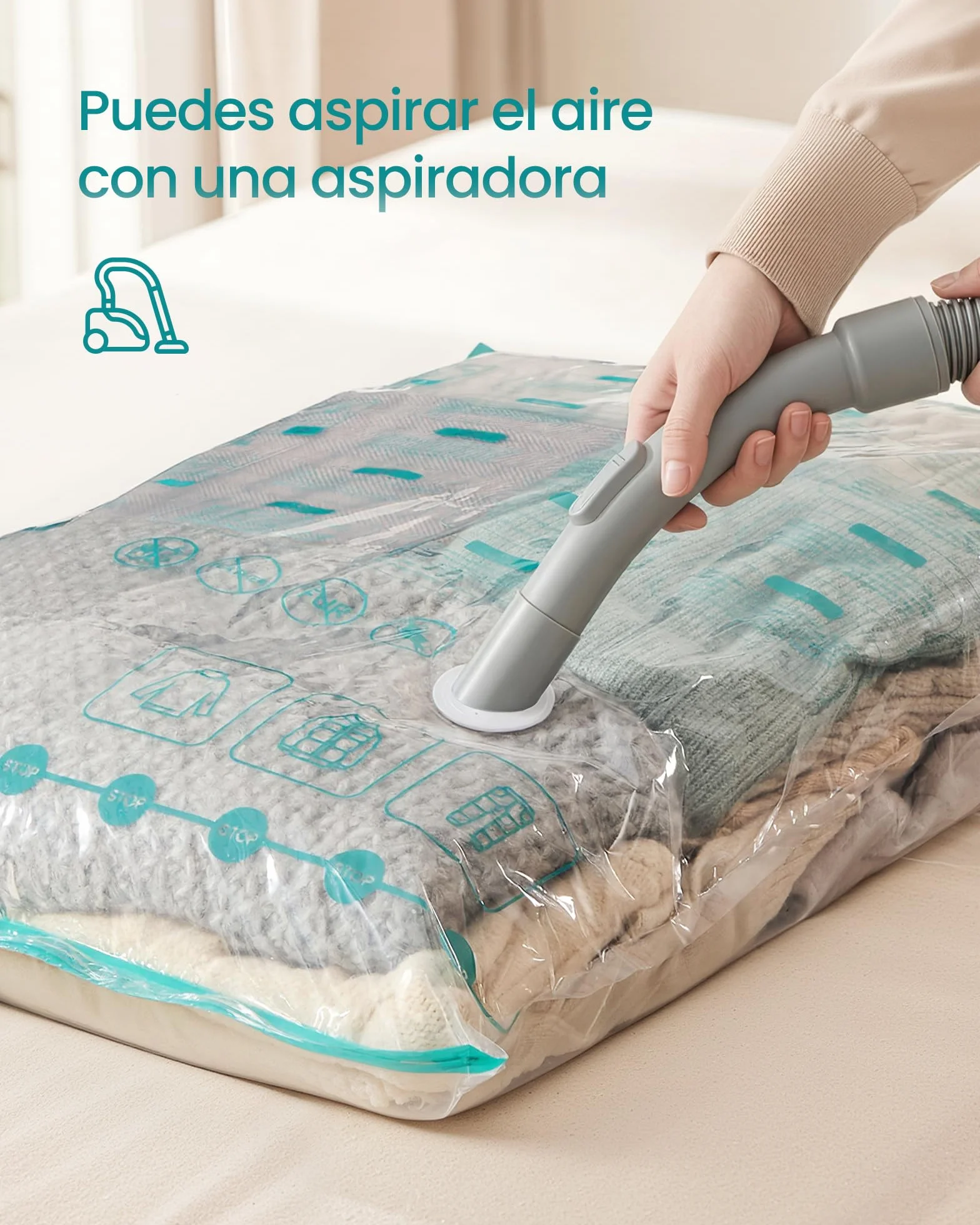 SONGMICS Bolsas de Almacenamiento al Vacío, Juego de 6, Tamaño L, Transparente