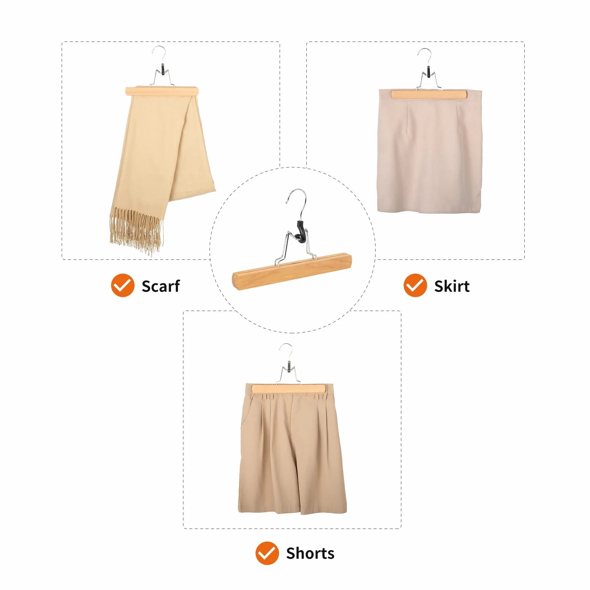 Amazon Basics Perchas de madera para pantalones, natural, 10 unidades