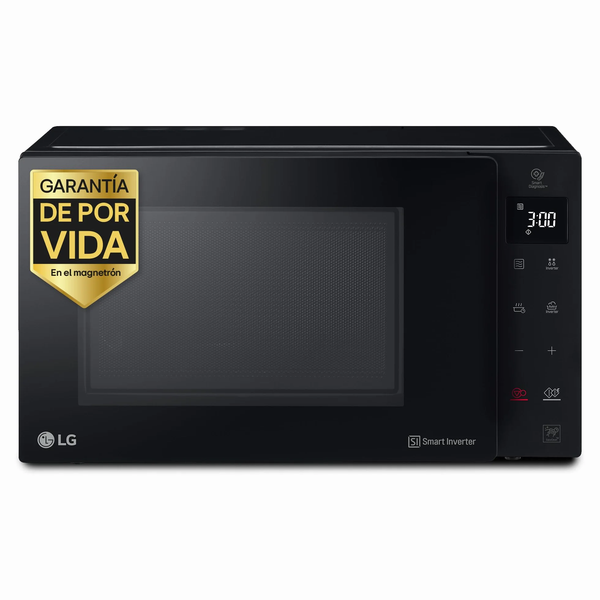 LG MH6535GIB - Microondas con grill, 1000 W, Smart Inverter, Display digital, Color Negro Transparente, 1000 W, 25 l