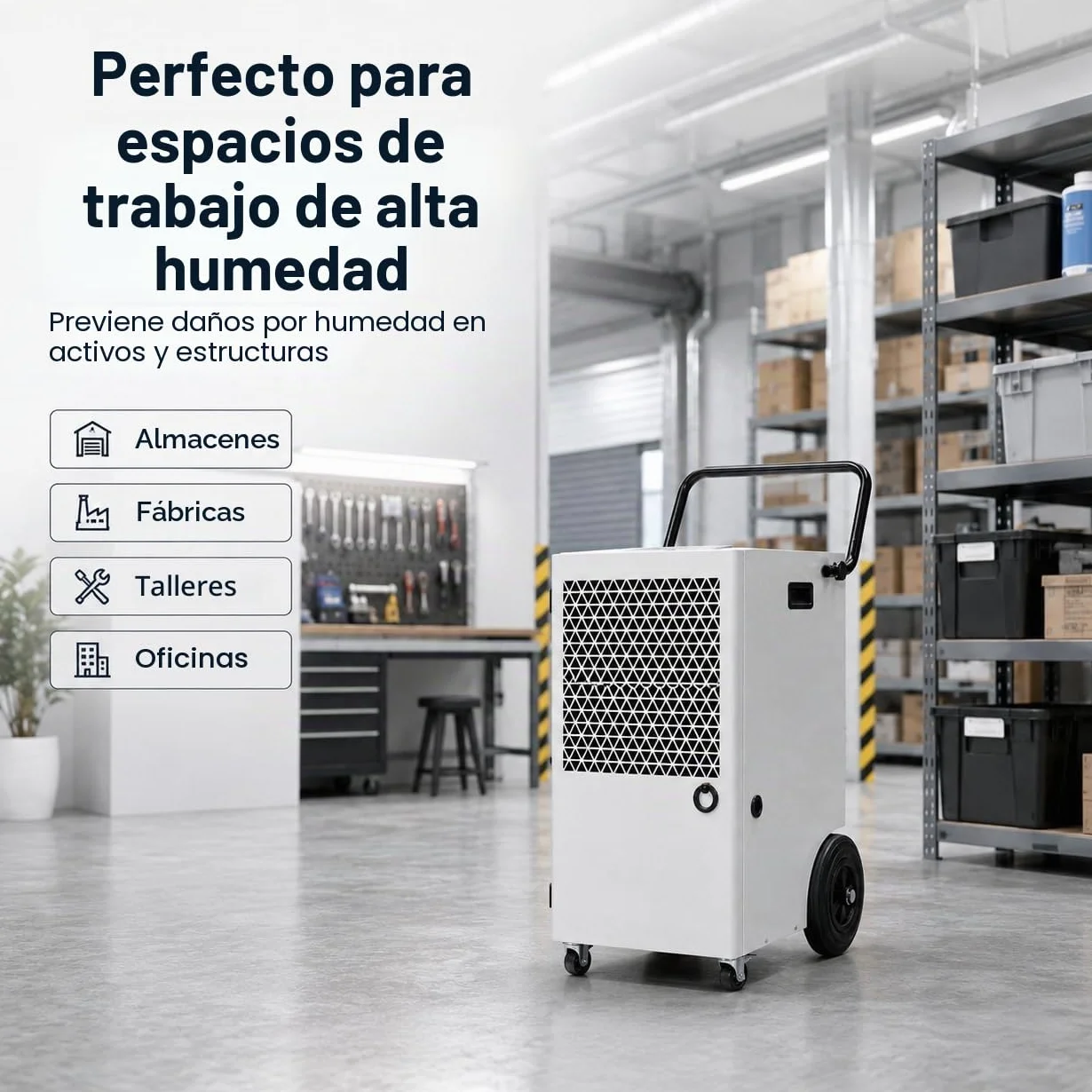 Deshumidificador Eléctrico Grande Industrial 120L/Día: Deshumificadores de Humedad con Bomba Compresor y Manguera de Drenaje 300m²/600m³ Cubierta Portátil Temporizador 24H Secado de Lavandería