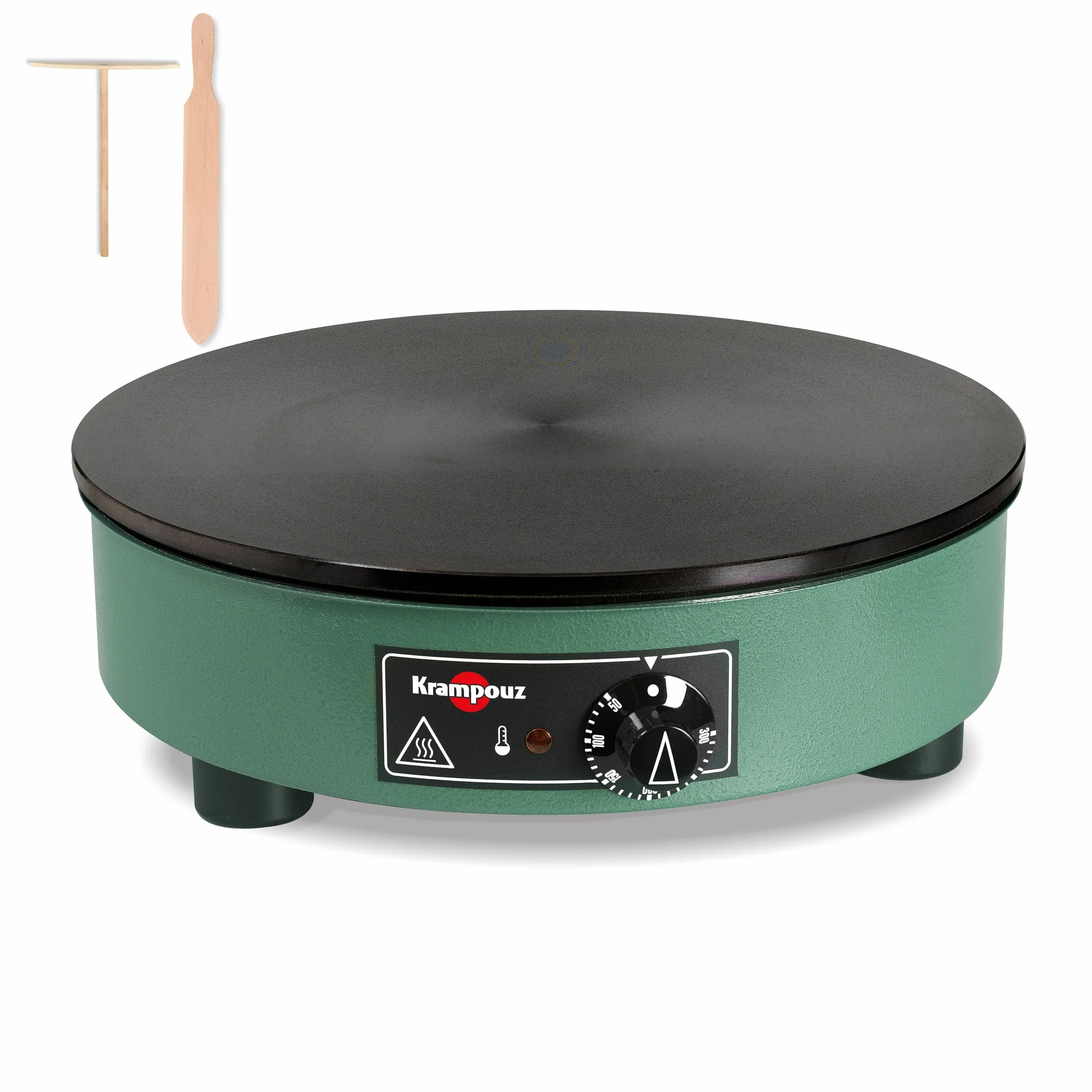 KRAMPOUZ - Crepera eléctrica Billig - Placa de hierro fundido torneado de 40 cm de diámetro - 220-240 voltios y 3.000 vatios - Verdadera crepera tradicional bretona familiar - Fabricada en Francia