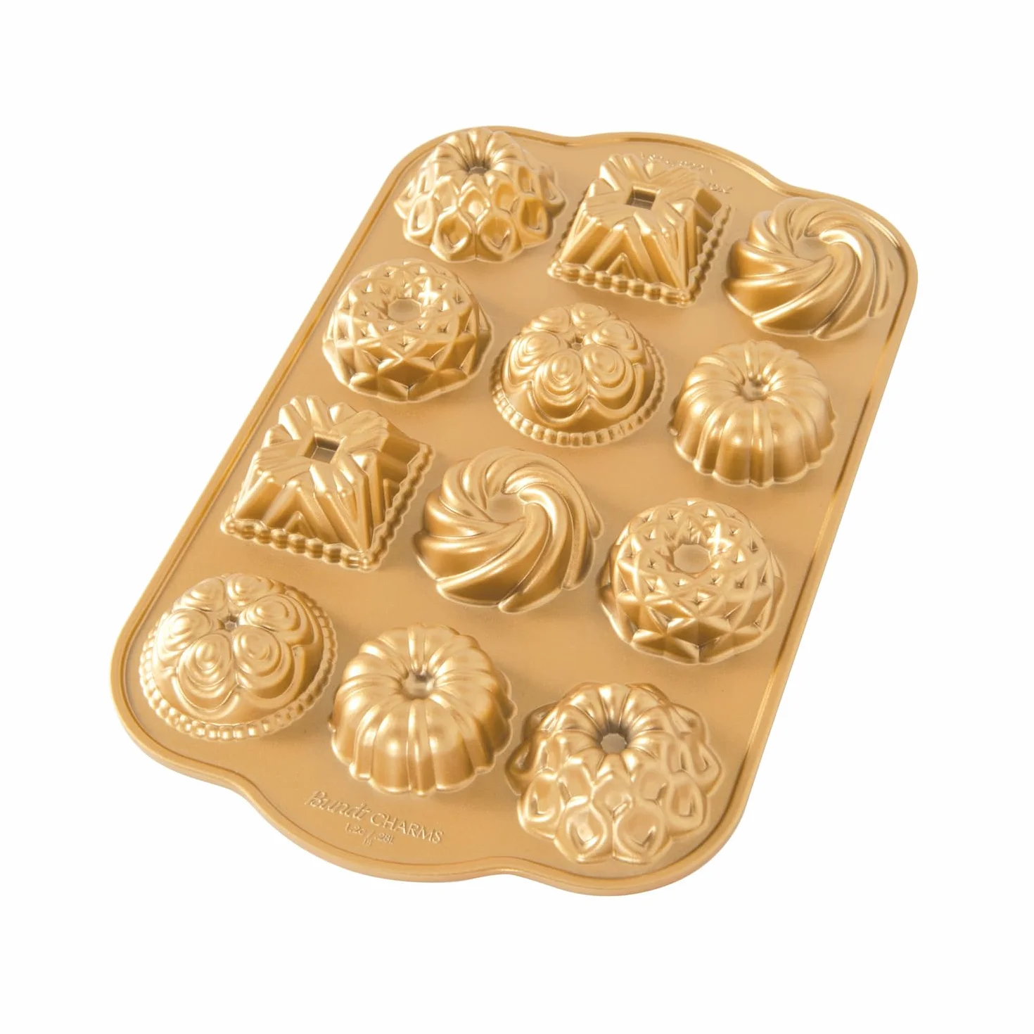 Nordic Ware Bundt Charms - Molde para tartas (aluminio fundido 3D, molde para tartas, color dorado
