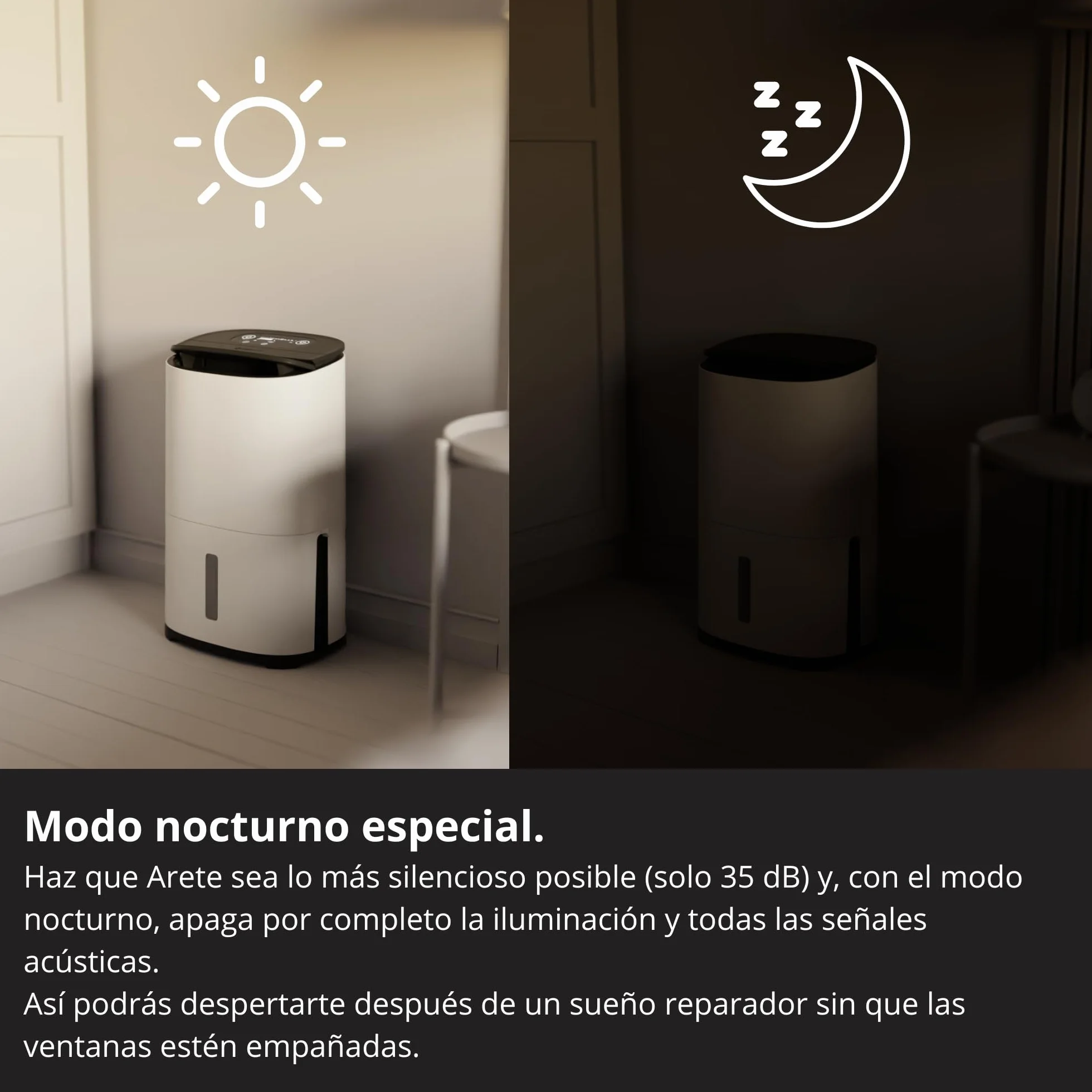 MeacoDry Arete Two 20L Deshumidificador Purificador Silencioso 38 dB App Móvil Alexa Filtro HEPA Secado Ropa