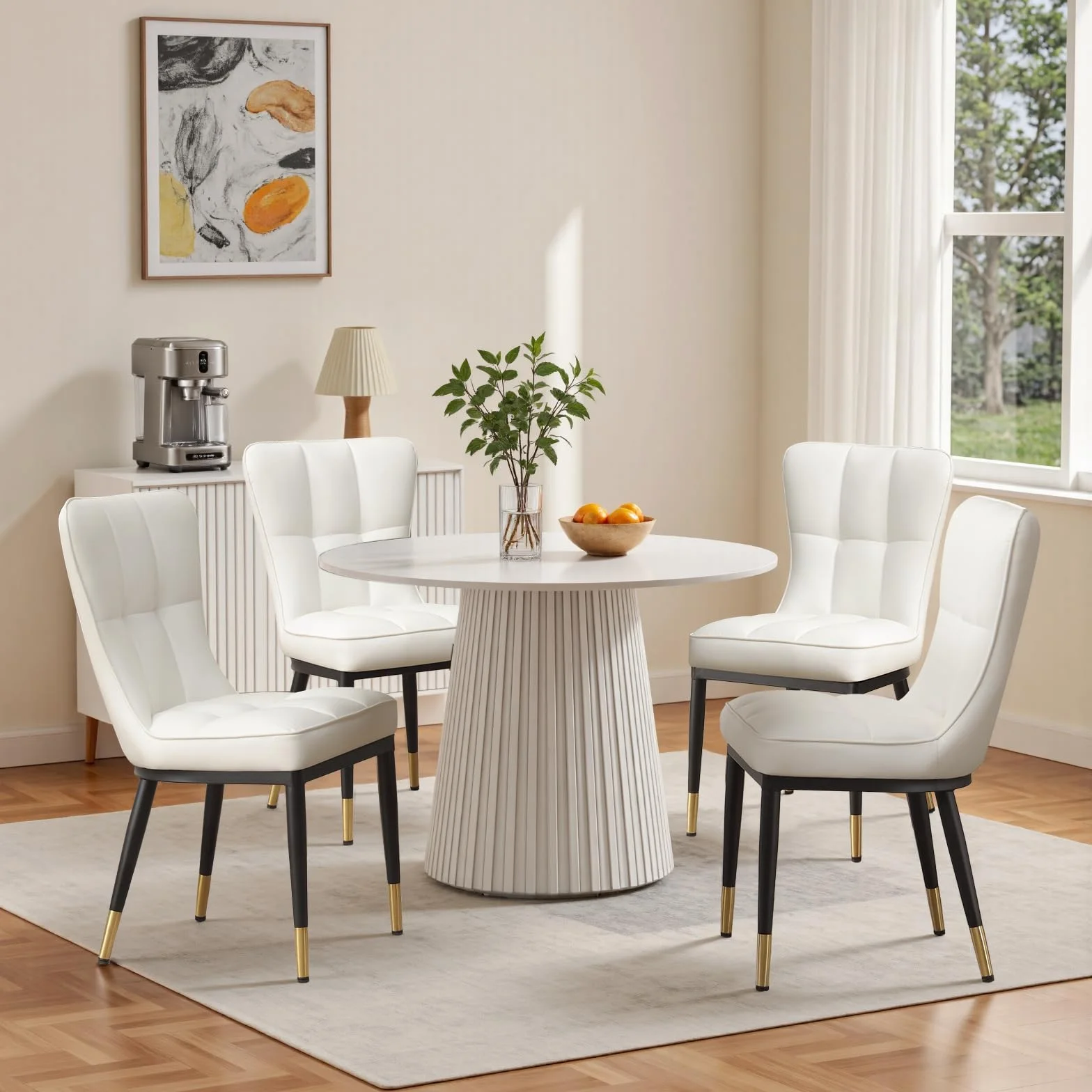 Bekrvio Juego de 2 sillas de comedor de piel sintética (8 cm de grosor) de 200 kg, patas de metal de una pieza, sillas de cocina con respaldo, ligeras y lujosas sillas acolchadas para cocina, comedor