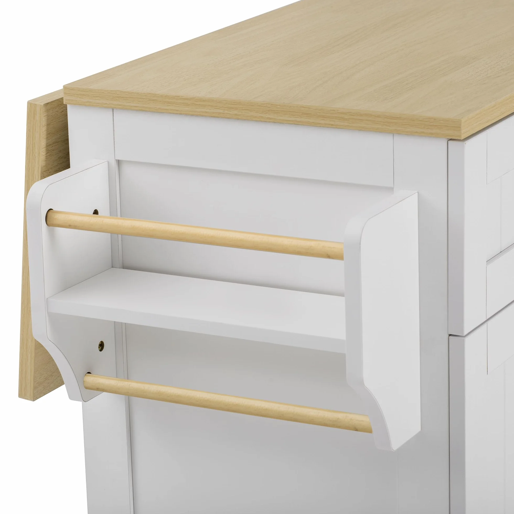 Isla de cocina con ruedas, extensible para comedor, isla de cocina con cajones multifunción, ideal para cocina y comedor (blanco)