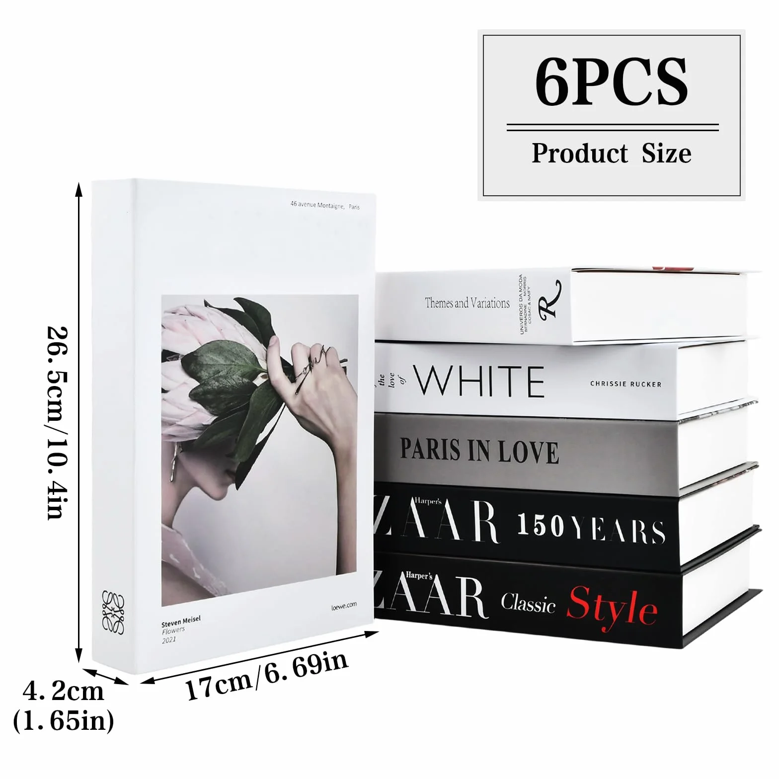 Juego de 6 libros falsos decorativos de tapa dura, plegable, apilados, modernos, para mesa y estante del hogar, crea un ambiente sofisticado (color B)