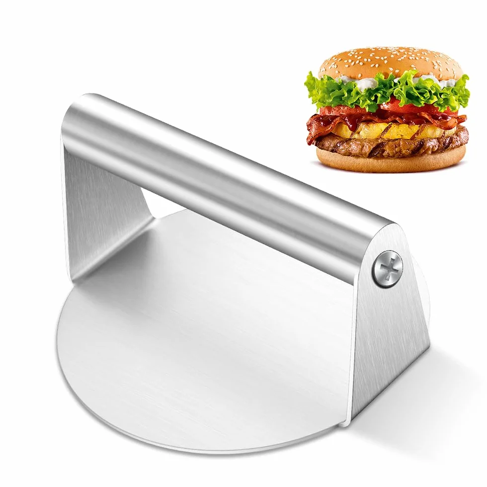 Prensa para Hamburguesas de Acero Inoxidable 5,5 Pulgadas Smash Burger Aplastador Redondo para Barbacoa
