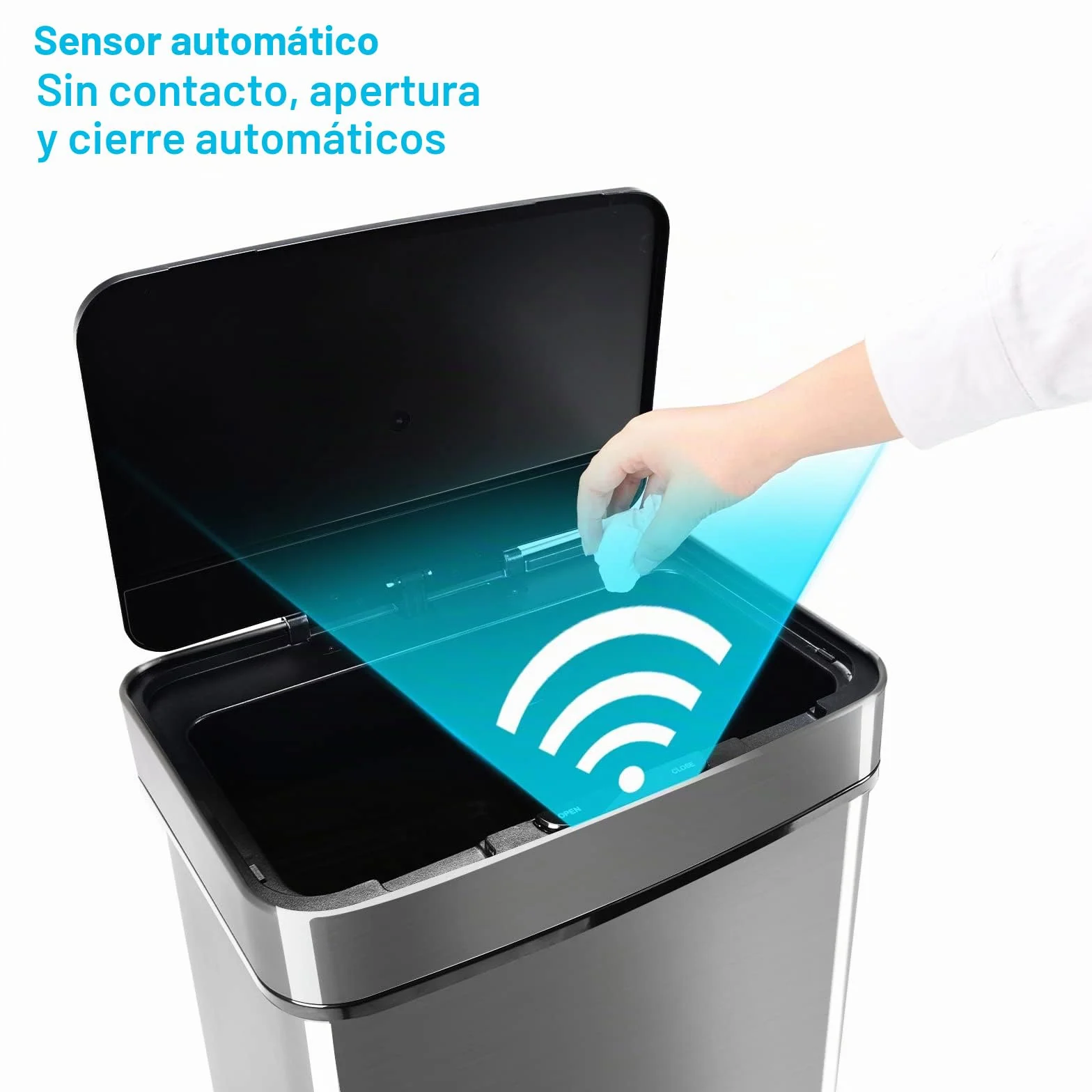 Gardtech VERTAK Sistema de separación de basuras con Sensor (3 Compartimentos, 62 L, Extensible, Sensor de Acero Inoxidable, para Cocina, casa y Oficina)
