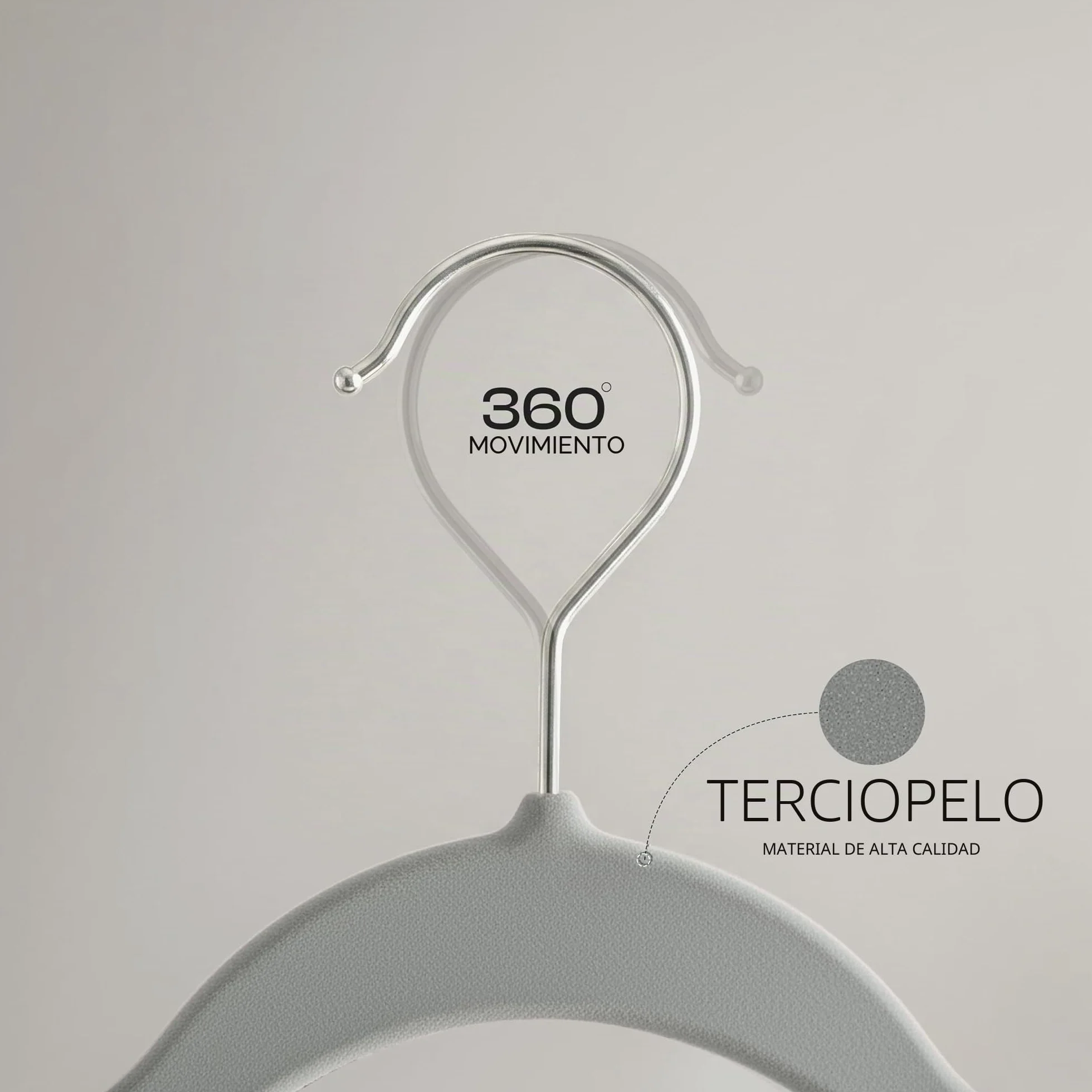 Utopia Home Premium Perchas de Terciopelo Antideslizantes, Duraderas Perchas Negras con Gancho Giratorio de 360 Grados Percha de Gran Resistencia (Gris, Paquete de 20).