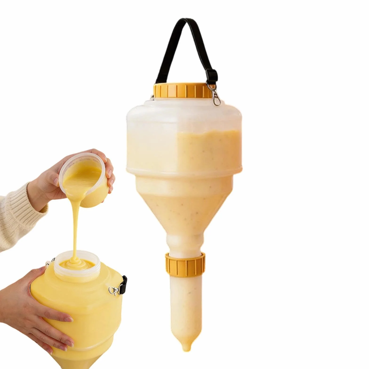 Botella dispensadora de condimentos, correa ajustable, recargable, dispensador de salsa de gran capacidad para ketchup, jarabe, aderezo de ensalada, perfecto para el hogar, cocina, restaurante, camión