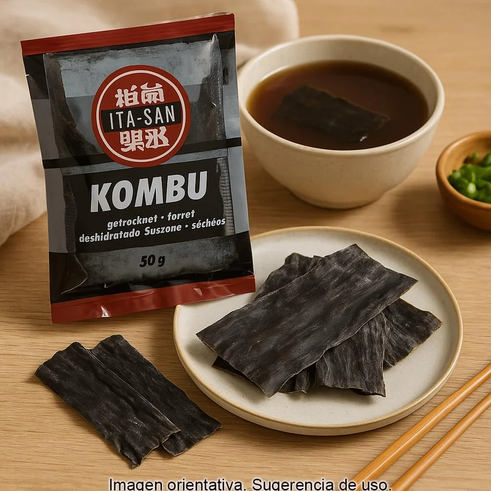 Alga Kombu seca en láminas 50 g para dashi y caldos japoneses