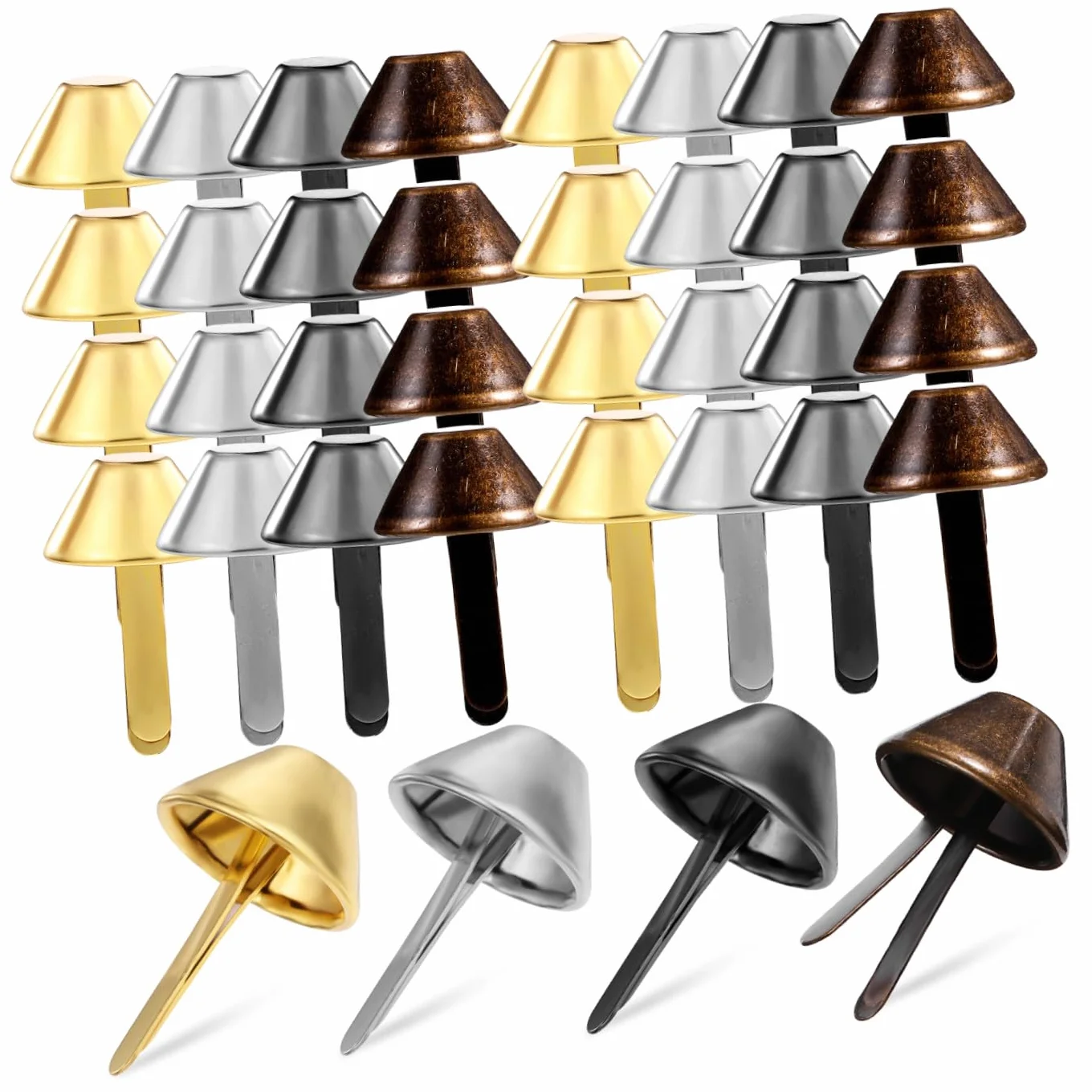 SHINEOFI 200piezas Remaches para Pies de Bolso Cono Cabeza de Clavo para Manualidades de Cuero Hacer Bolsos y Carteras