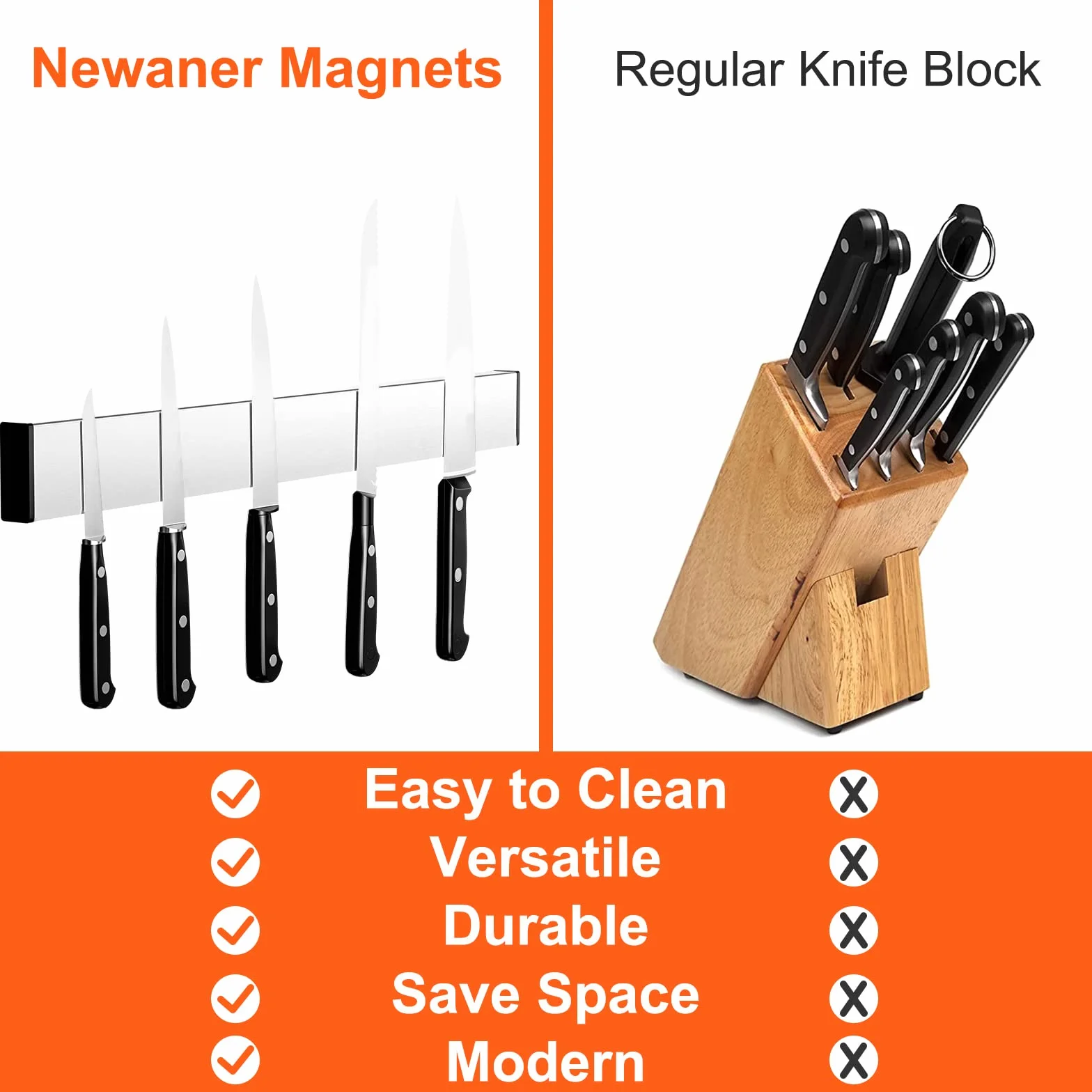 Newaner 30CM Cuchilla Magnética, Barra Magnetica para Cuchillos con Autoadhesivo, Acero Inoxidable Cuchillero Magnetico, Puede Absorber Herramientas de Hierro, cucharas, espátulas