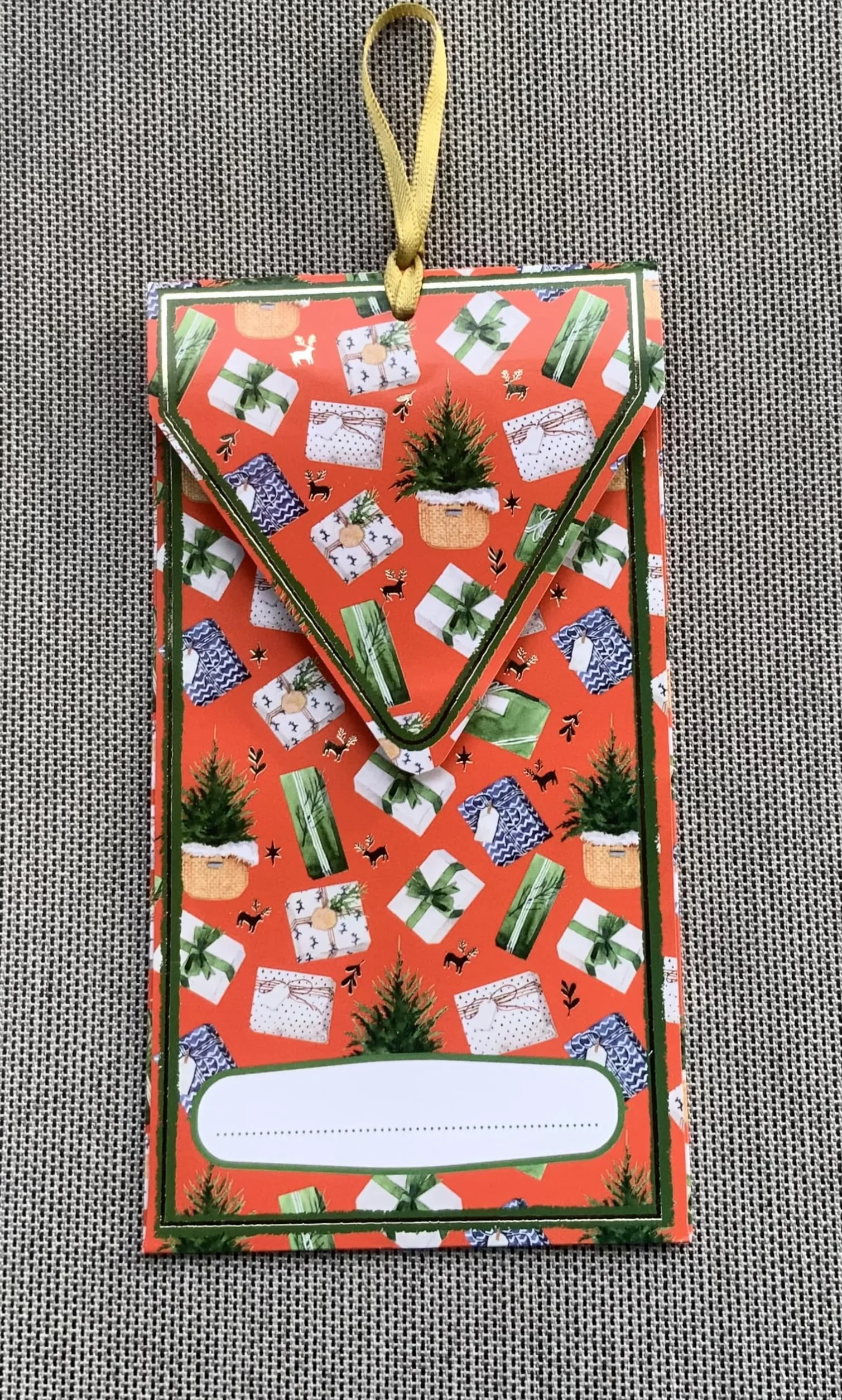 Billeteros navideños para regalar dinero efectivo, Pack de 8 sobres con cinta dorada, 4 diseños doble unidad