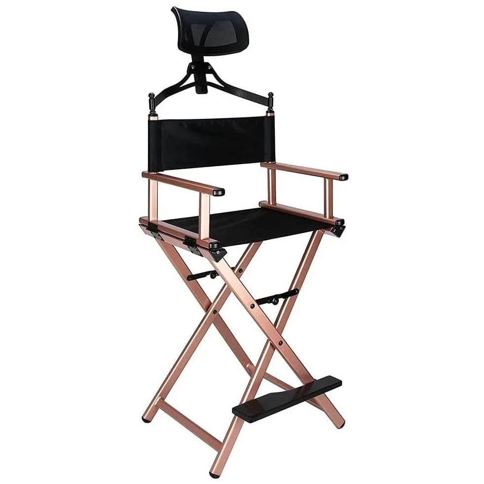 Silla de director Silla de artista de maquillaje con reposacabezas, Silla de director plegable, Silla portátil de aluminio, Silla de director plegable Silla de artista de maquillaje ( Color : Rose Gol