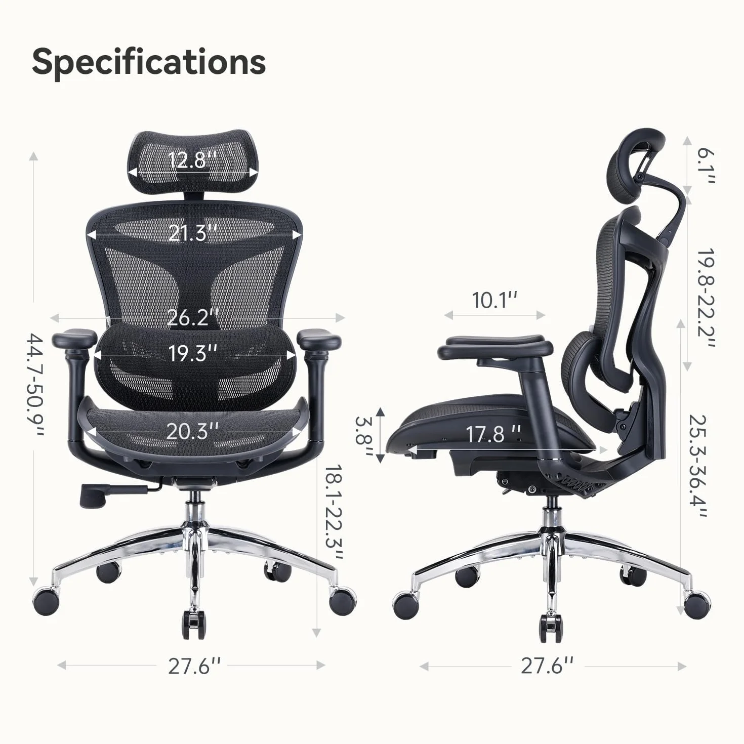 Garvee Silla de Oficina Ergonómica Grandeza y Robusta - Respaldo Alto de Malla Transpirable - Soporte Lumbar Dinámico - Reposabrazos 3D Ajustables - Asiento Giratorio con Reposapiés