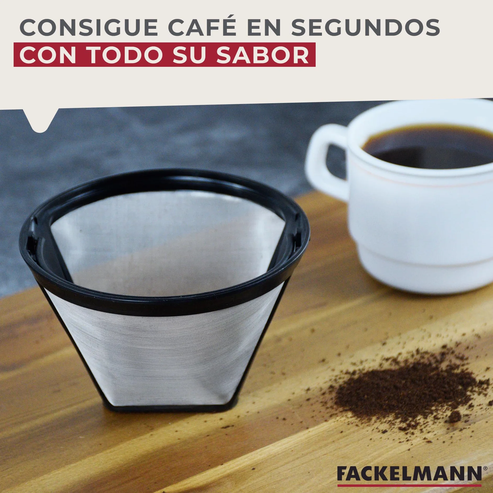Fackelmann Filtro Permanente Café o Té nº4, Malla de Acero Inoxidable, Reutilizable, 11.5x8.5cm