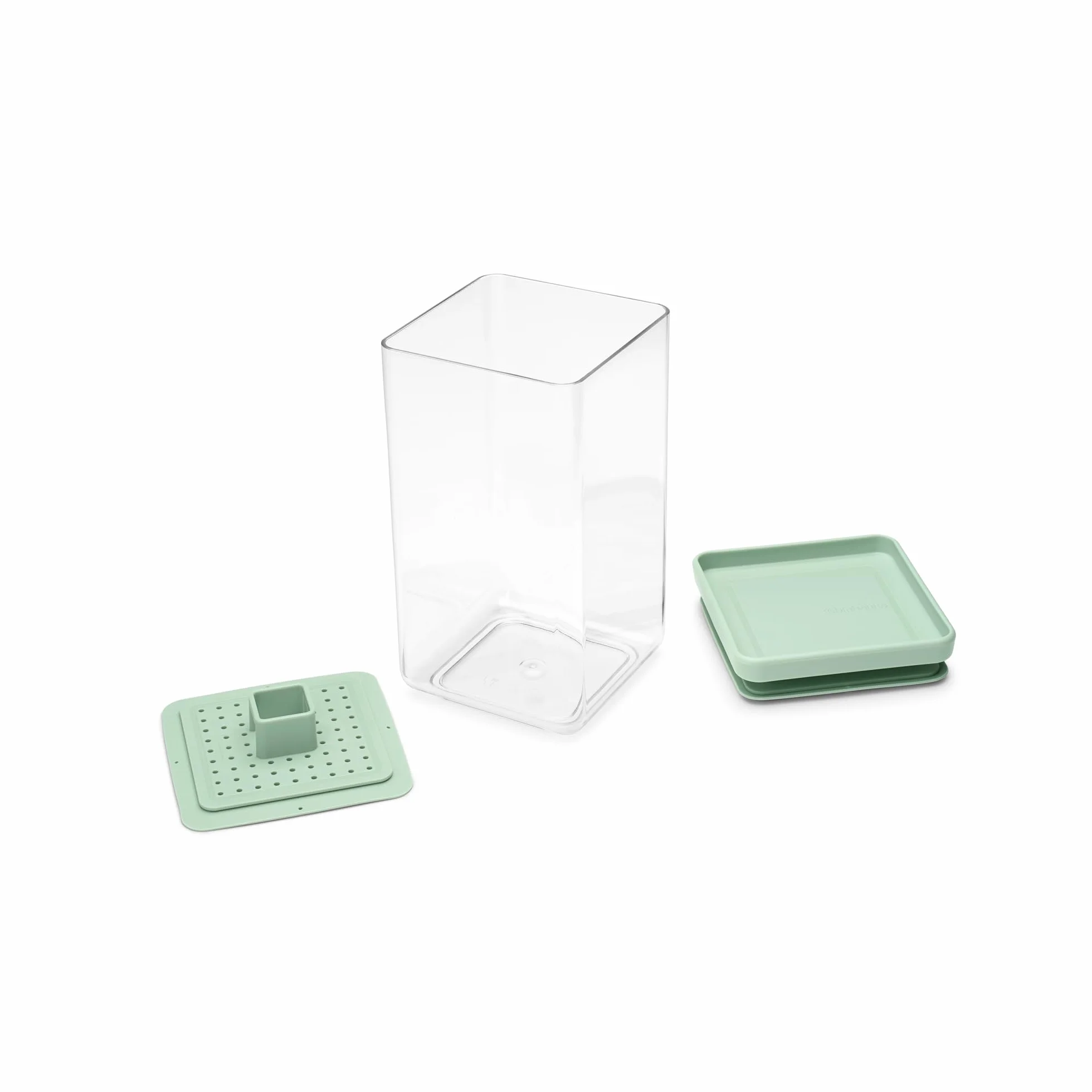 Brabantia TASTY Tarro de fermentación 1,6 L plástico con cierre de silicona y disco prensador para kimchi y chucrut Jade Green
