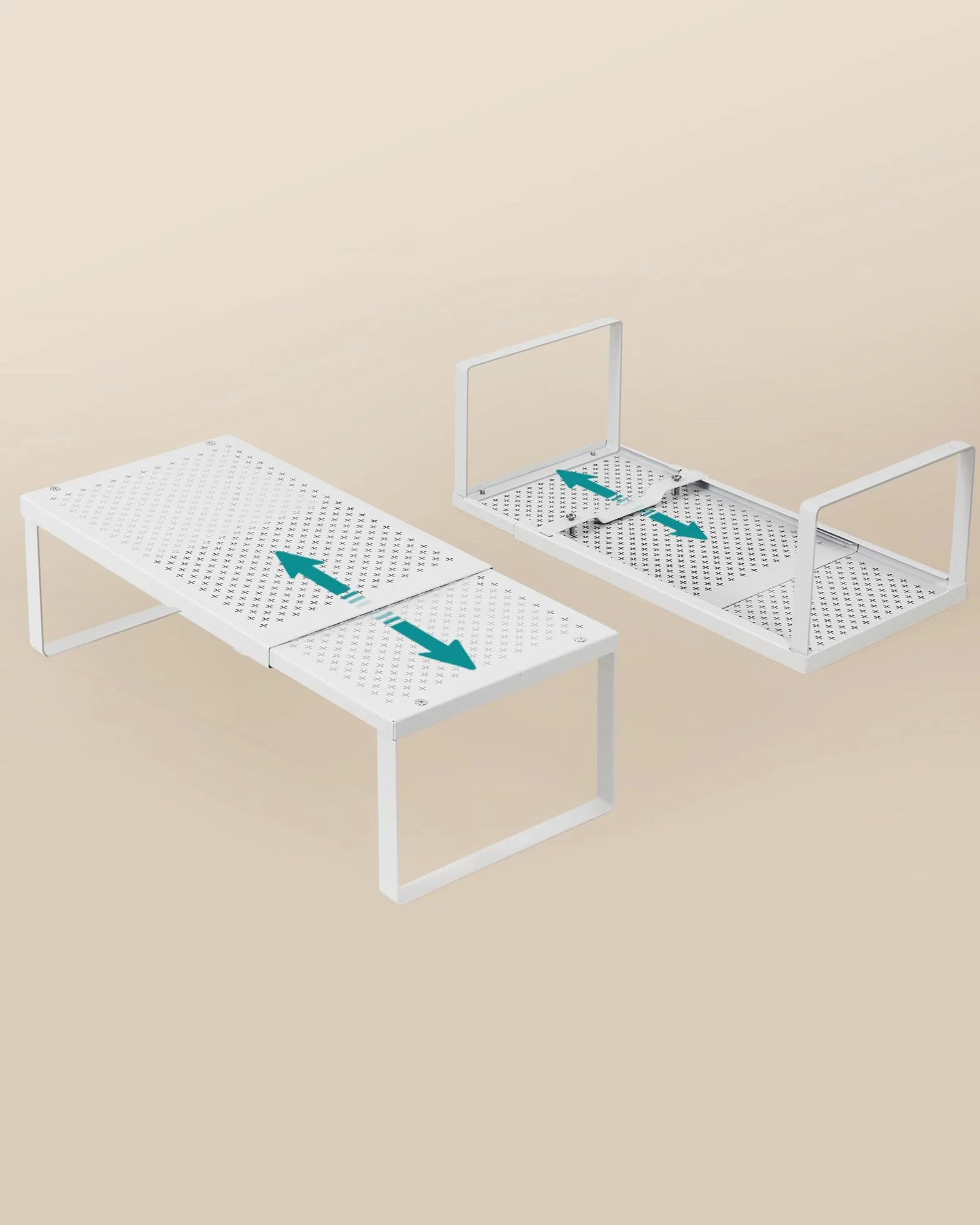 SONGMICS Especiero, Extensible, Organizador de Cocina, Estante de Cocina, Organizador de Armario, Estante Pequeño, Metal, Encimera, Mesa, Zapatero, Blanco Mate KCS007W01