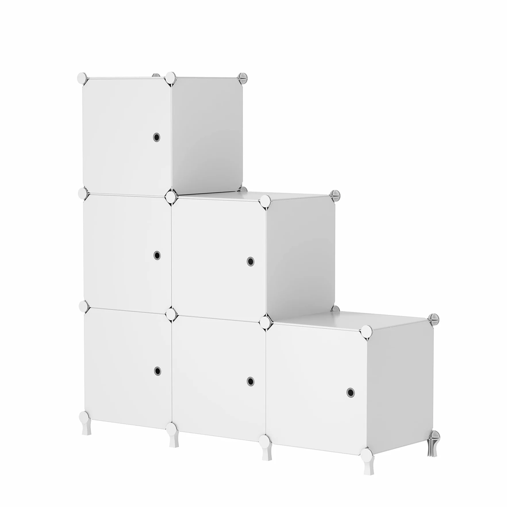 AWTATOS Organizador de Almacenamiento de 6 Cubos con Puertas, Estante Modular Apilable Blanco