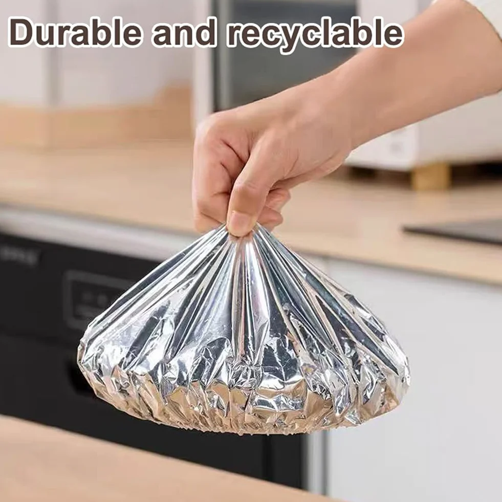 Fundas de Papel de Aluminio Reutilizables para Alimentos - Tapas Elásticas Térmicas 110°C, Aptas para Microondas, Cubre Platos y Cuencos 11-28 cm (30pcs)