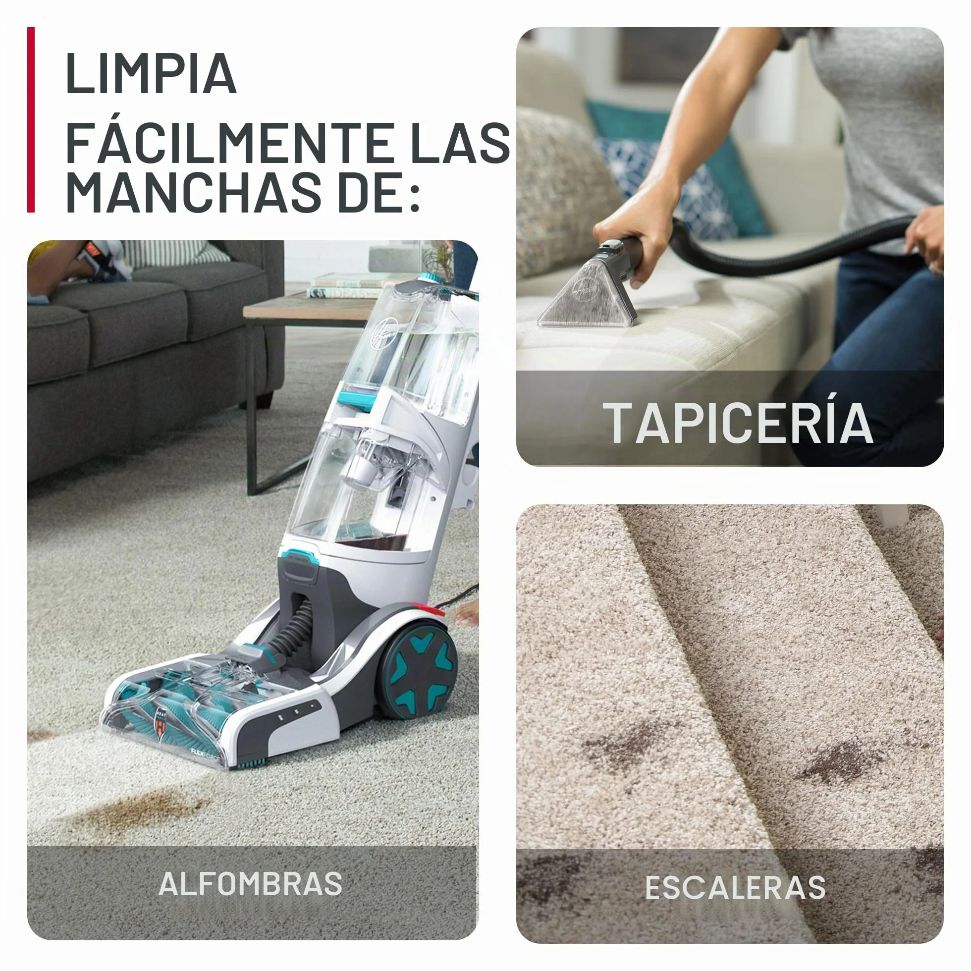 Hoover SmartWash+ - Máquina limpiadora automática de alfombras y tapicería, limpieza profunda de alfombras, combínala con solución limpiadora de alfombras Hoover para un hogar brillante y renovado