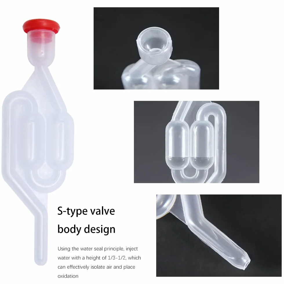 5 Piezas Tubo de Fermentación Válvula de Fermentación Vino Bloqueo de Aire de Fermentación Airlock para Alcohol para la Fermentación del Vino y Cerveza Casa