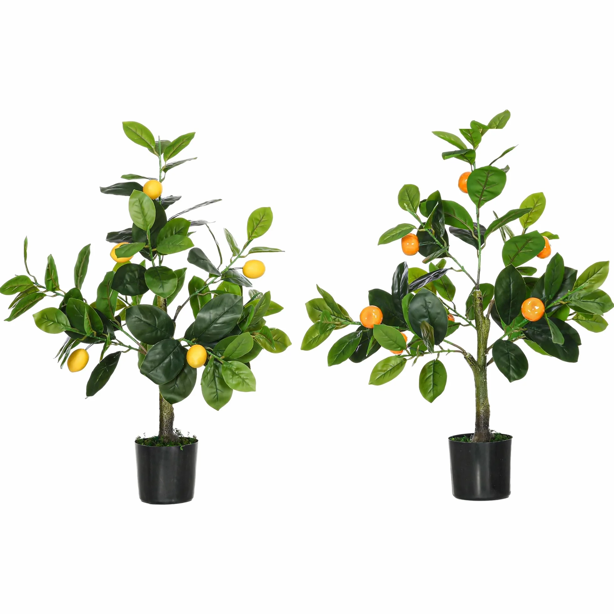 Plantas Artificiales Decorativas, Set de 2 Plantas Artificiales Decorativas de Lemonero y Naranjo 60 cm