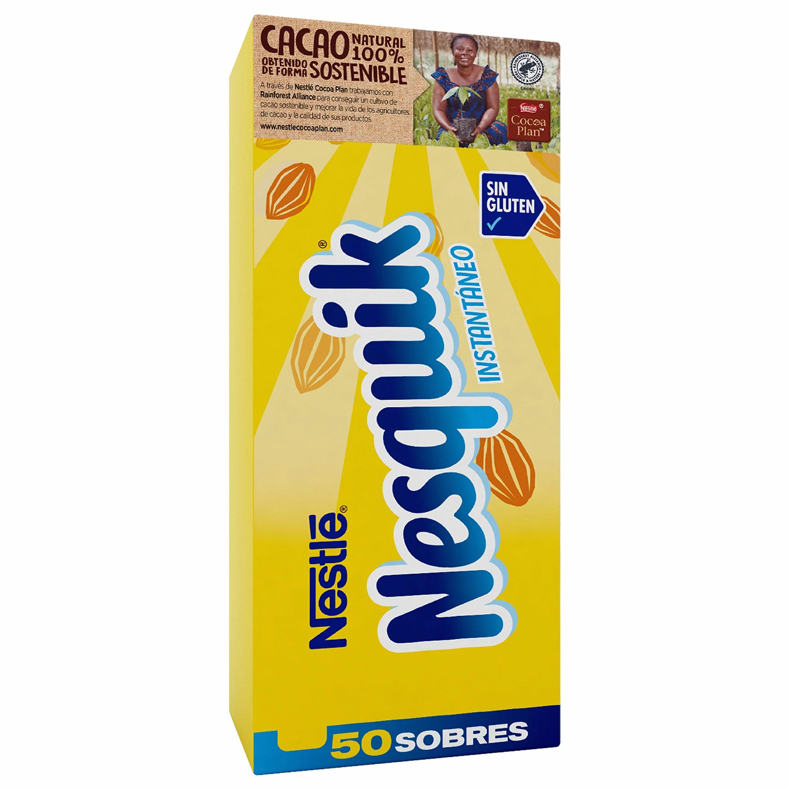 Nesquik cacao soluble instantáneo 1 paquete 50 sobres 13,5 g 675 g