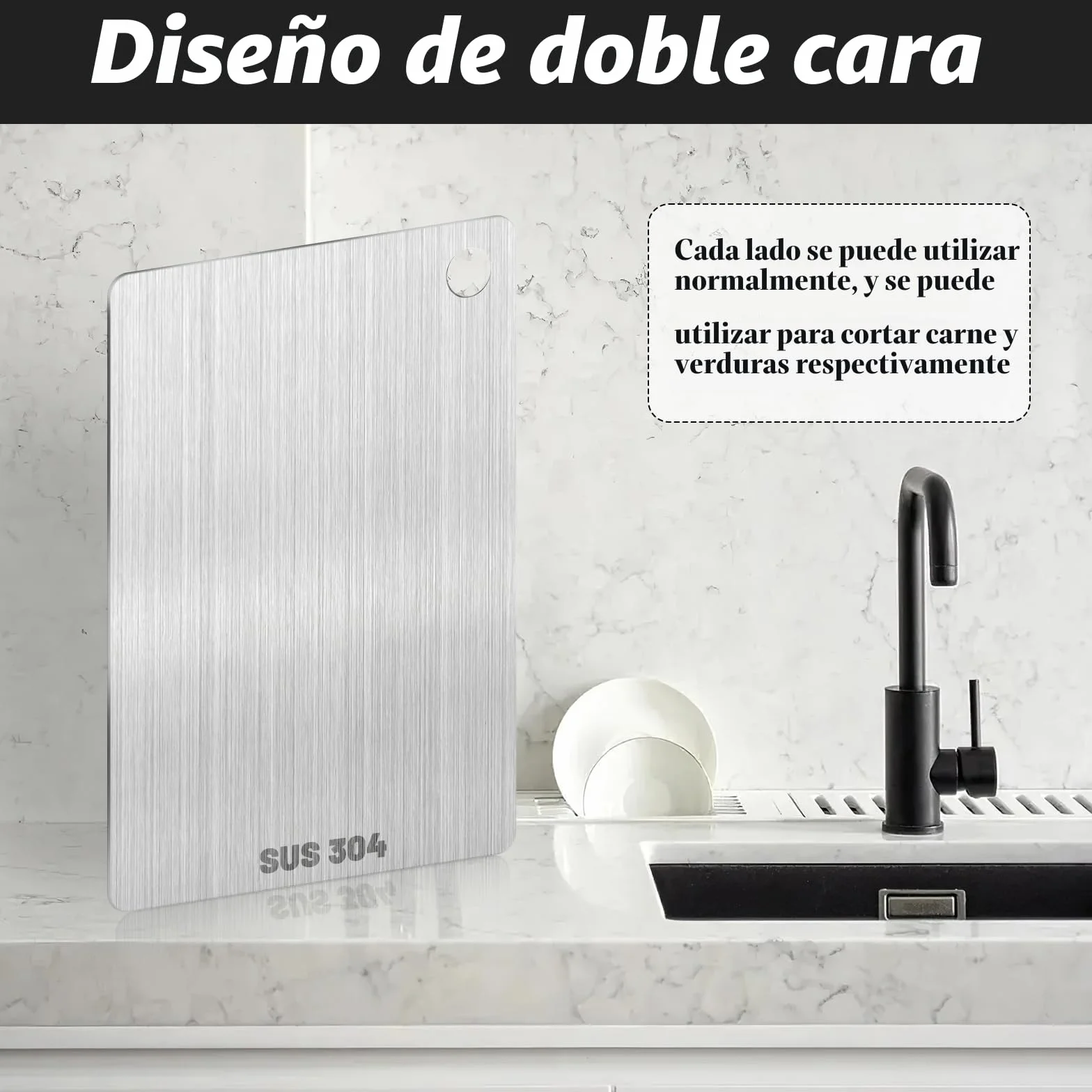 Pavlleen Tabla de Cortar Titanio Acero Inoxidable para Cocina Apta Lavavajillas 30x20cm